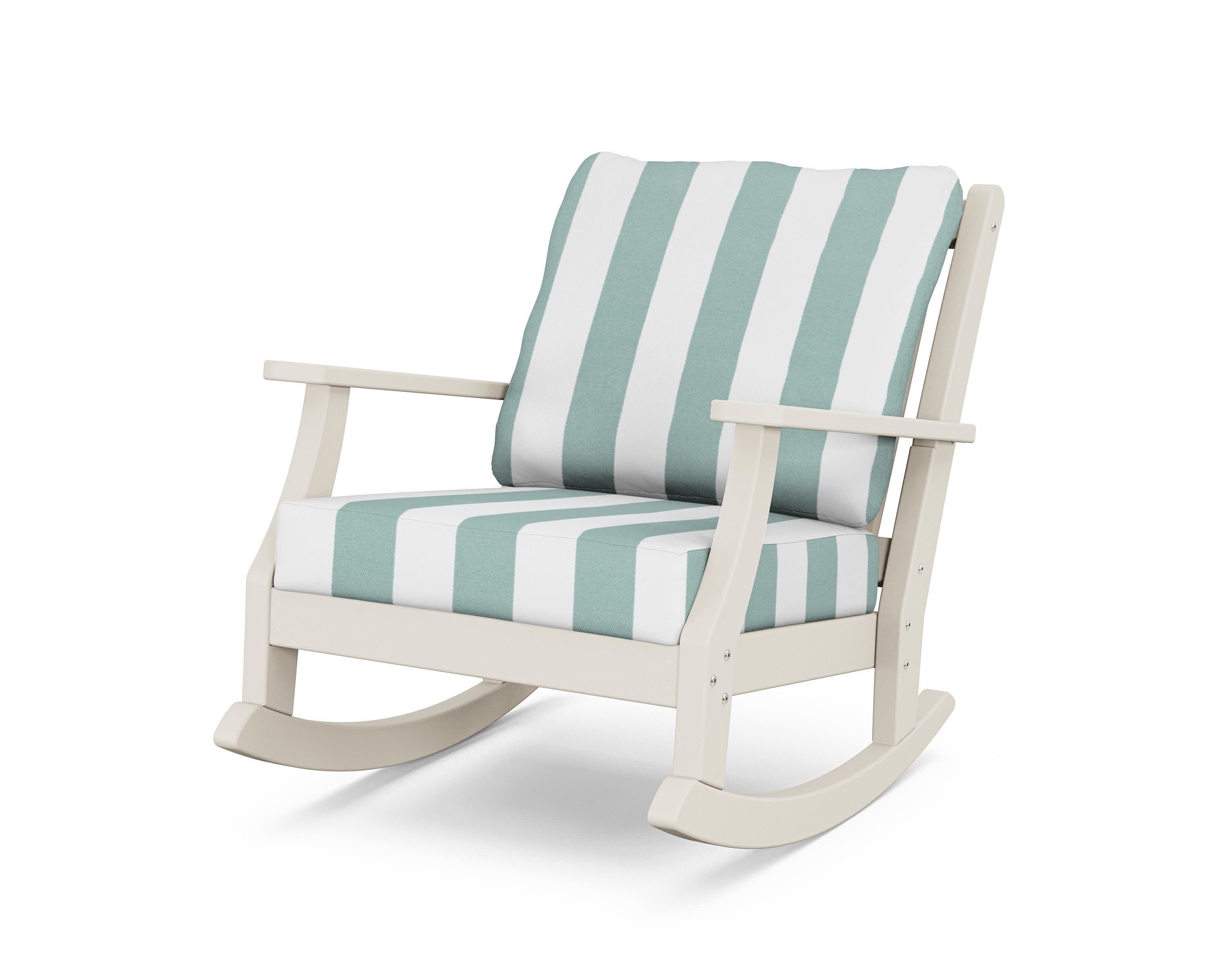 Wovendale Deep Seating Rocking Chair in Sand / Cabana Stripe Glacier Spa
