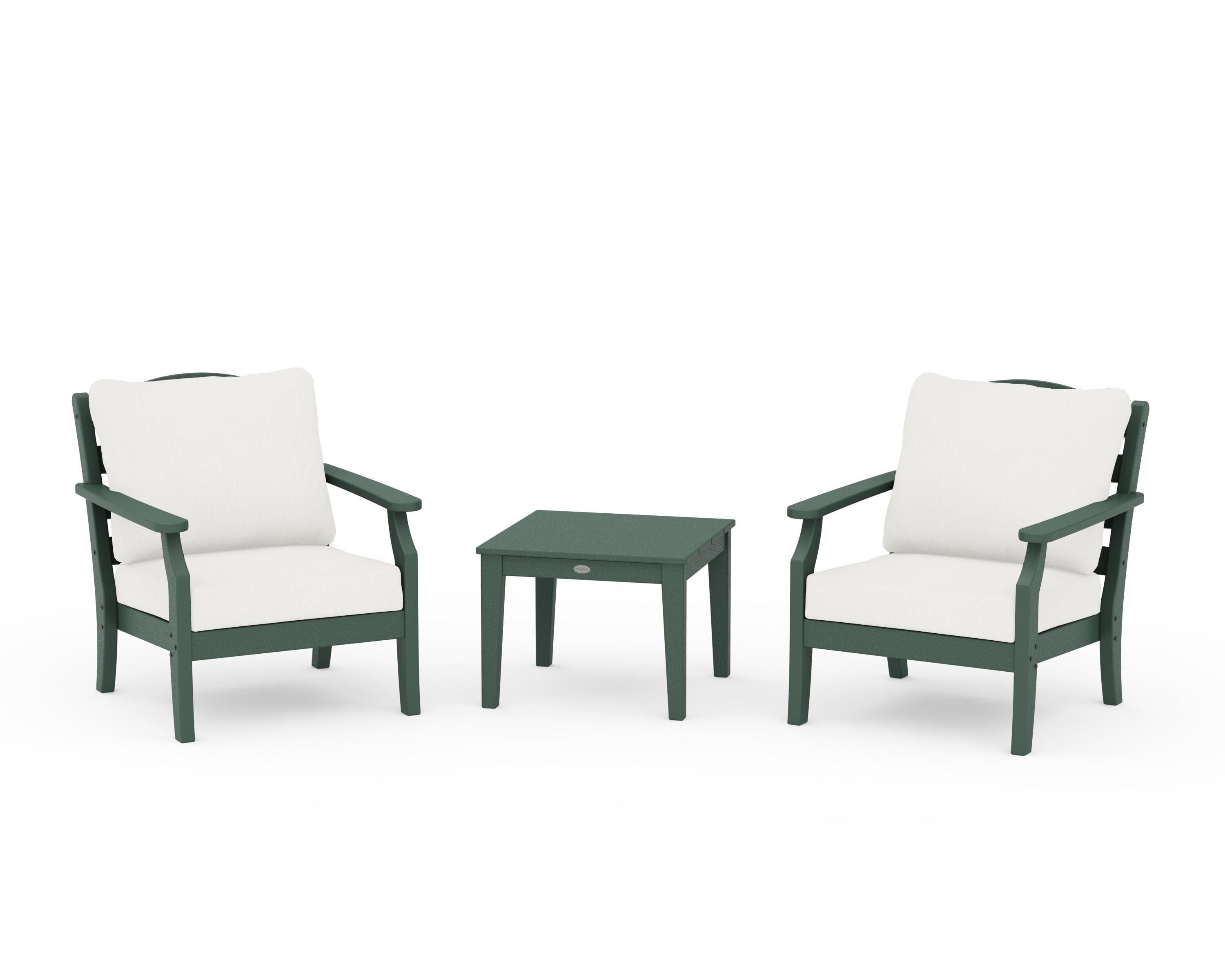 Savannah 3-Piece Deep Seating Set in Green / Natural Linen