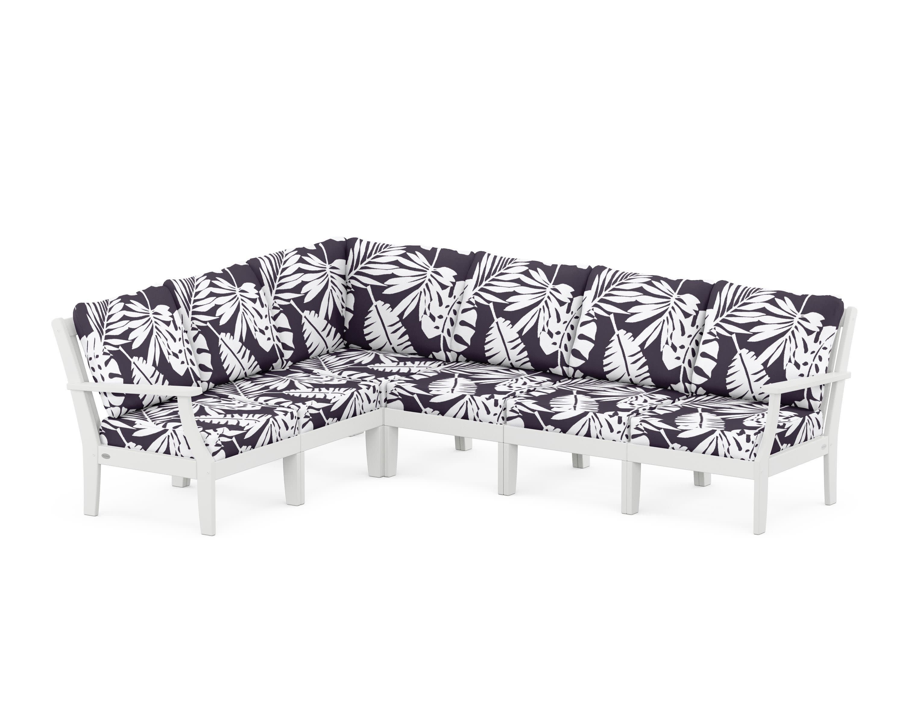 Braxton Modular 6-Piece Deep Seating Set in White / Leaf Navy