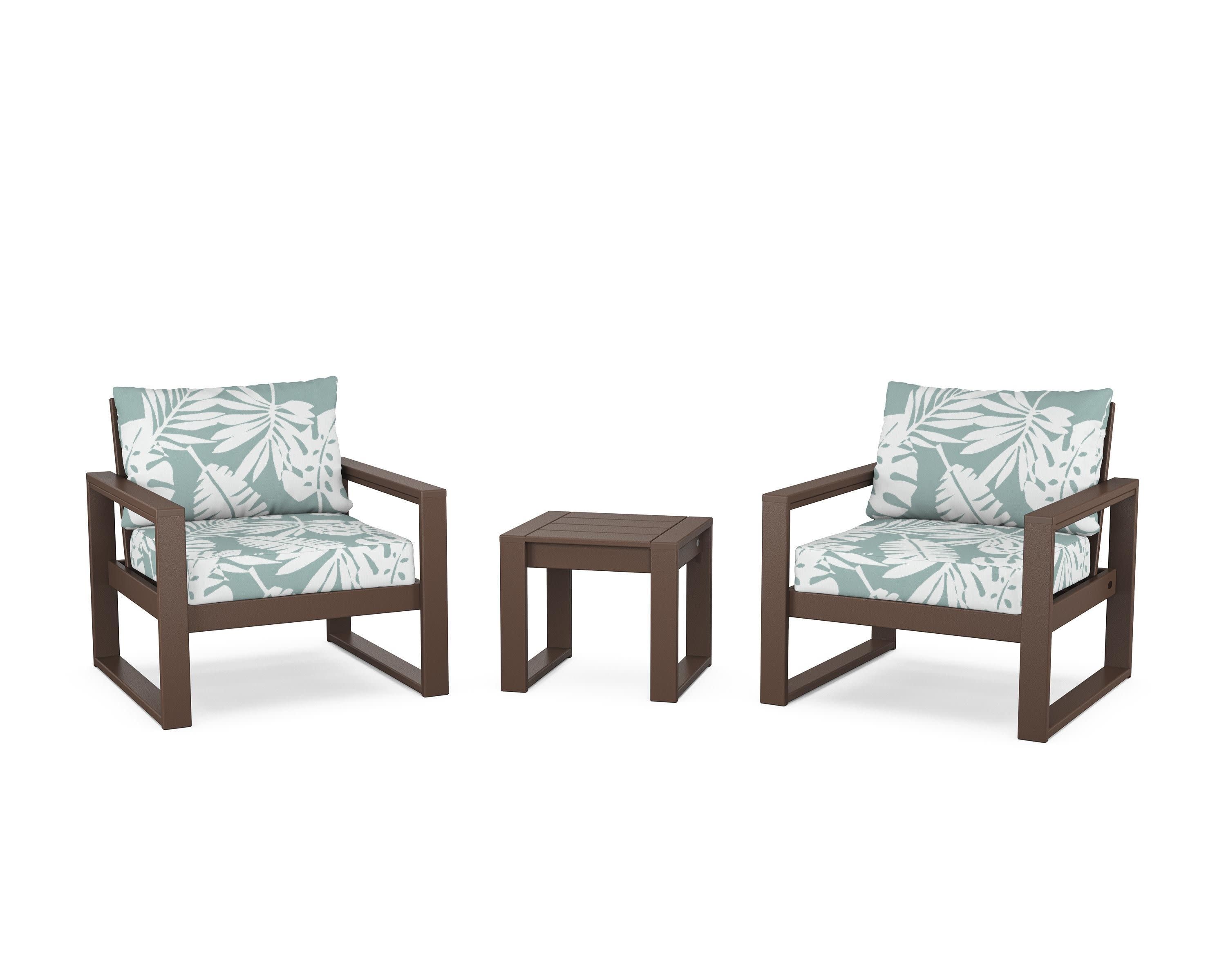 EDGE Sectional 3-Piece Deep Seating Set in Mahogany / Leaf Glacier Spa
