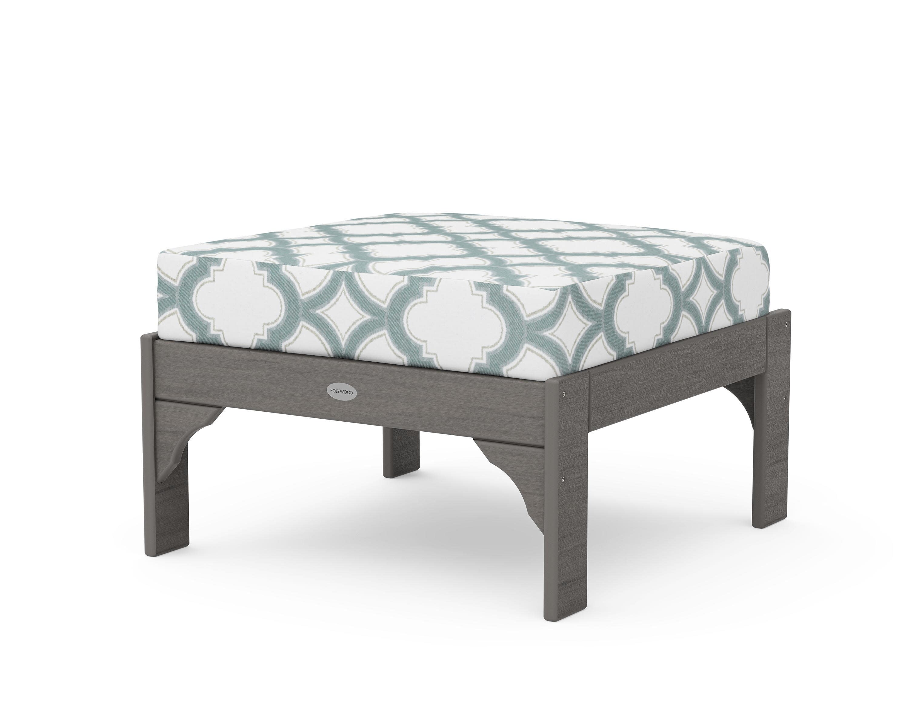 Vineyard Deep Seating Ottoman in Driftwood / Trellis Glacier Spa
