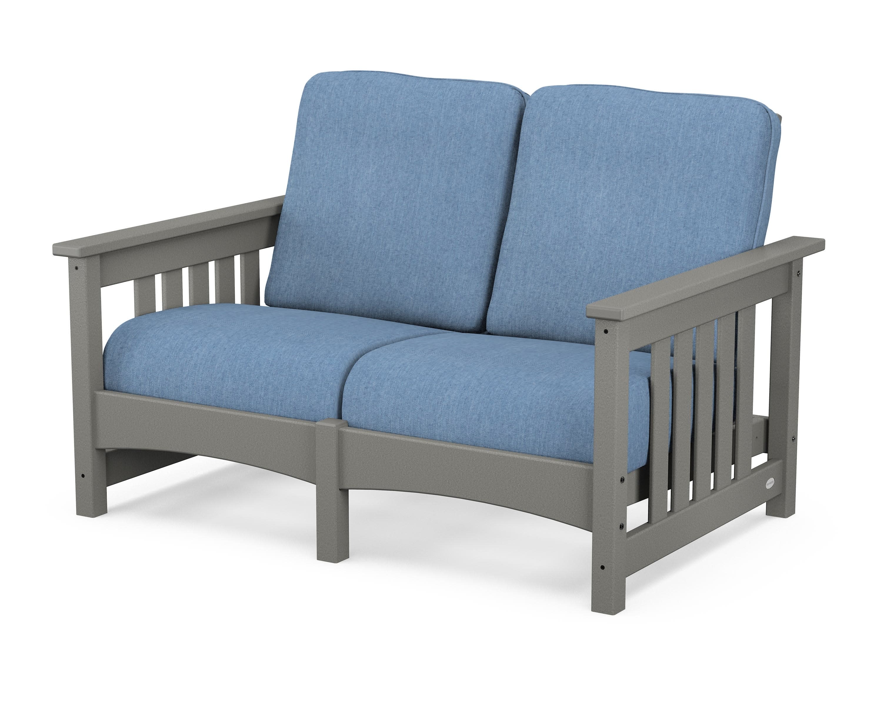Club Mission Loveseat in Slate Grey / Sky Blue