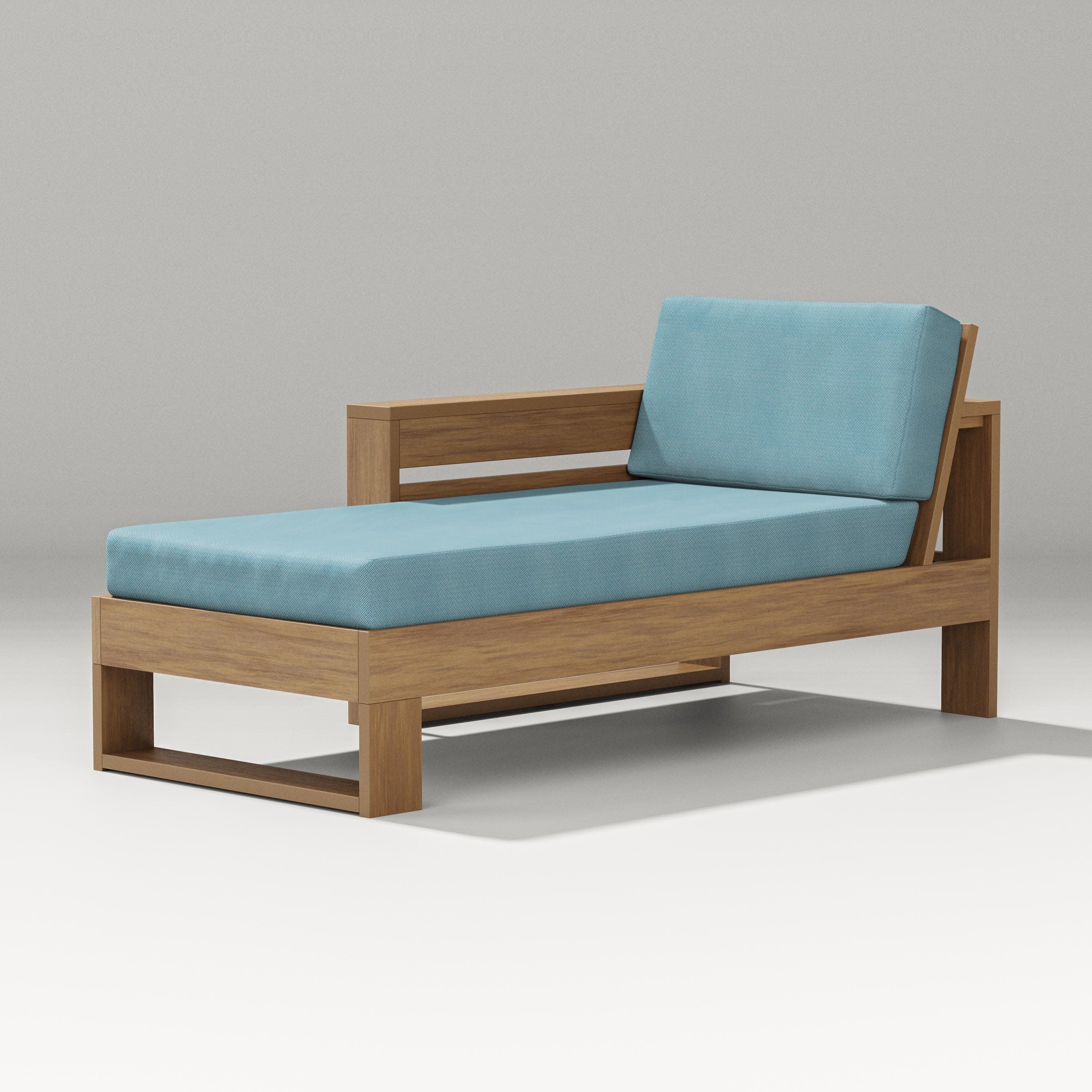 Latitude Modular Left Arm Chaise in Natural / Lattice Sky Blue
