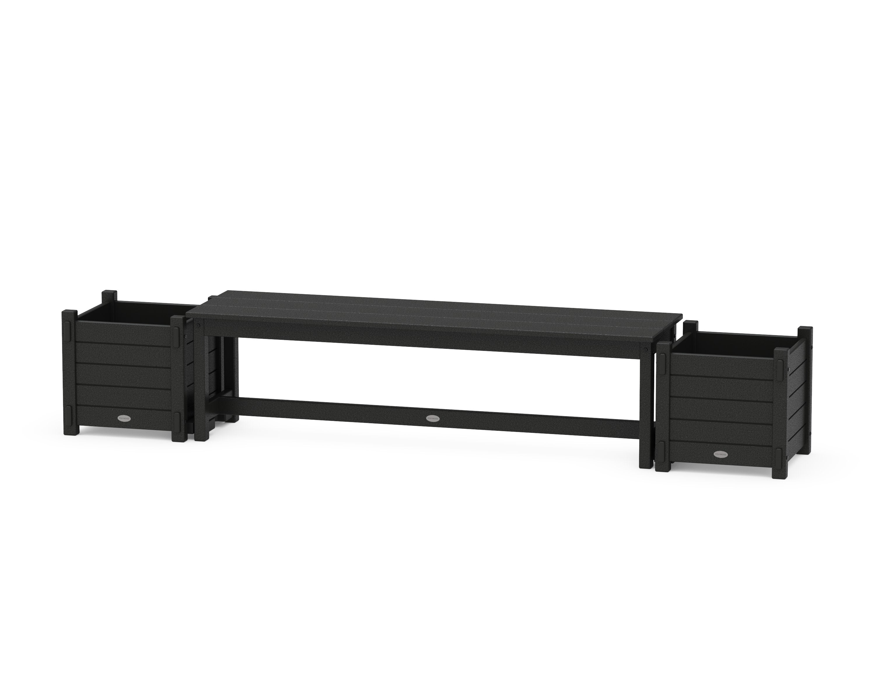 60" Nautical Straight Planter Bench Set in Black