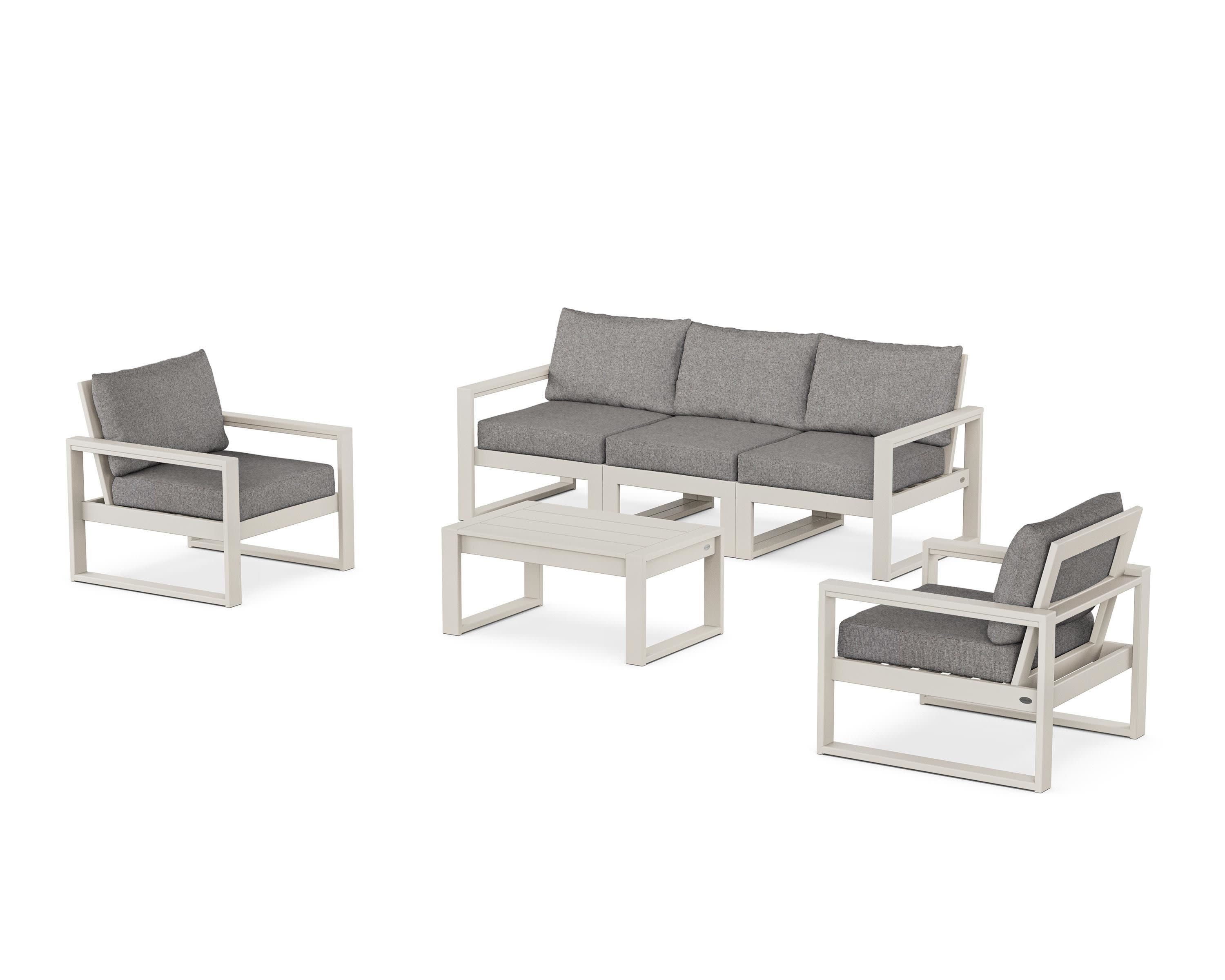 EDGE Sectional 4-Piece Deep Seating Set with Sofa in Sand / Grey Mist