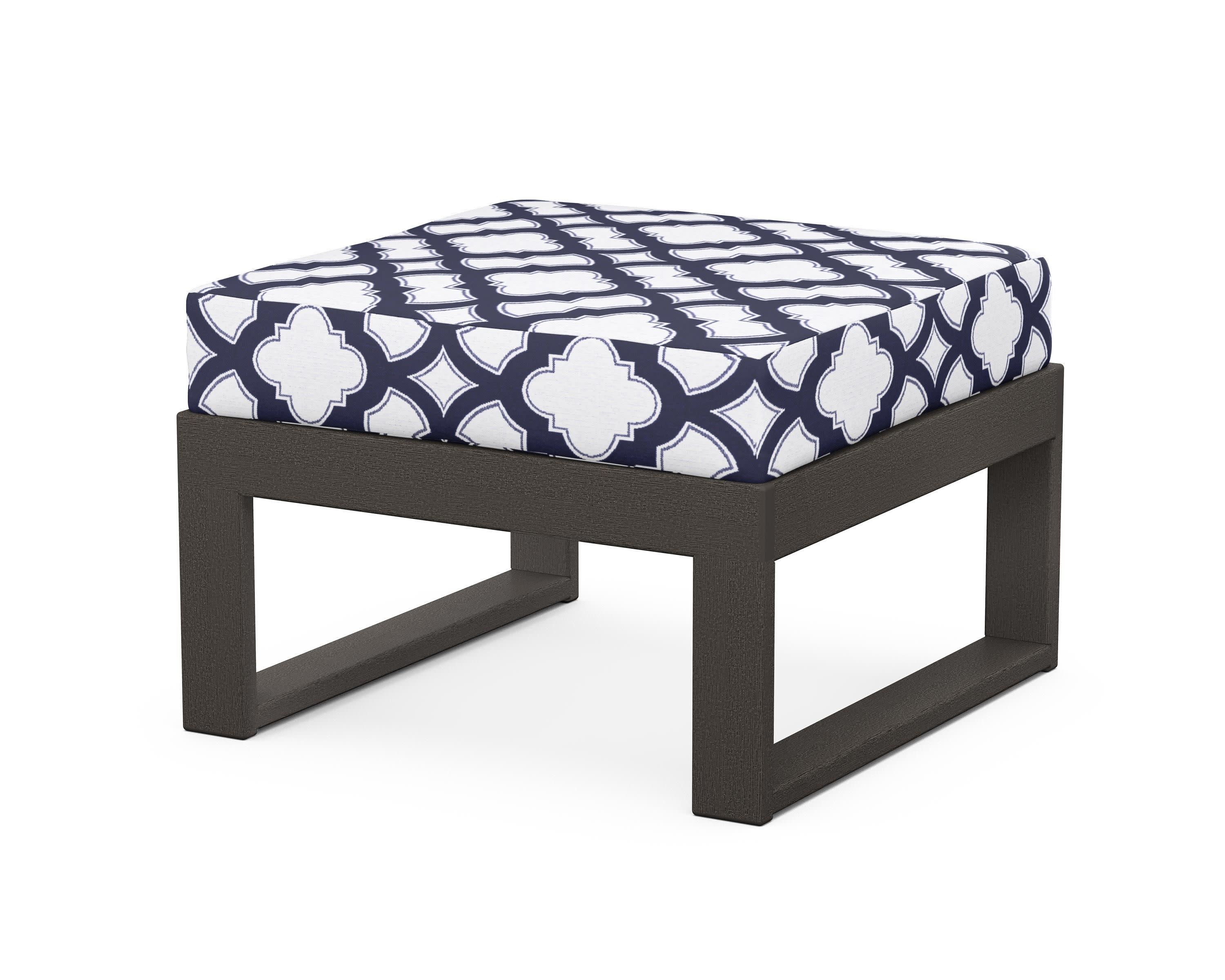Modular Ottoman - Modern in Vintage Coffee / Trellis Navy
