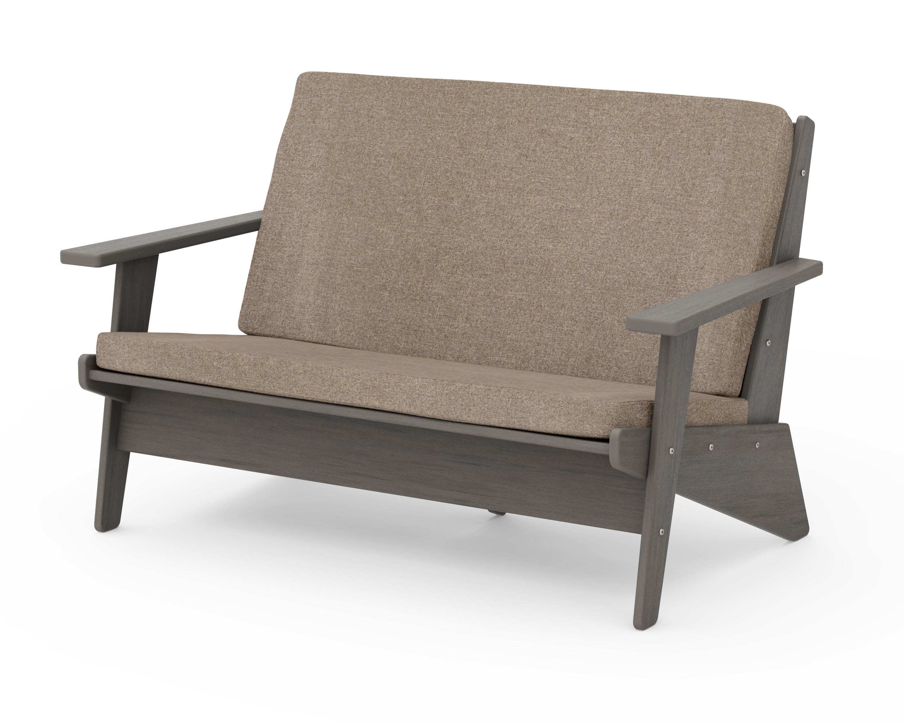 Riviera Modern Lounge Loveseat in Driftwood / Spiced Burlap