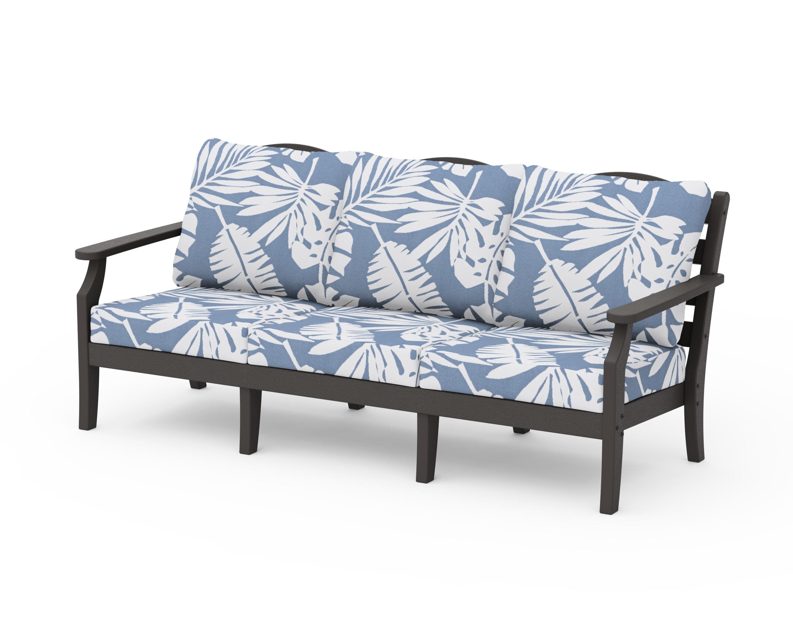 Savannah Deep Seating Sofa in Vintage Coffee / Leaf Sky Blue