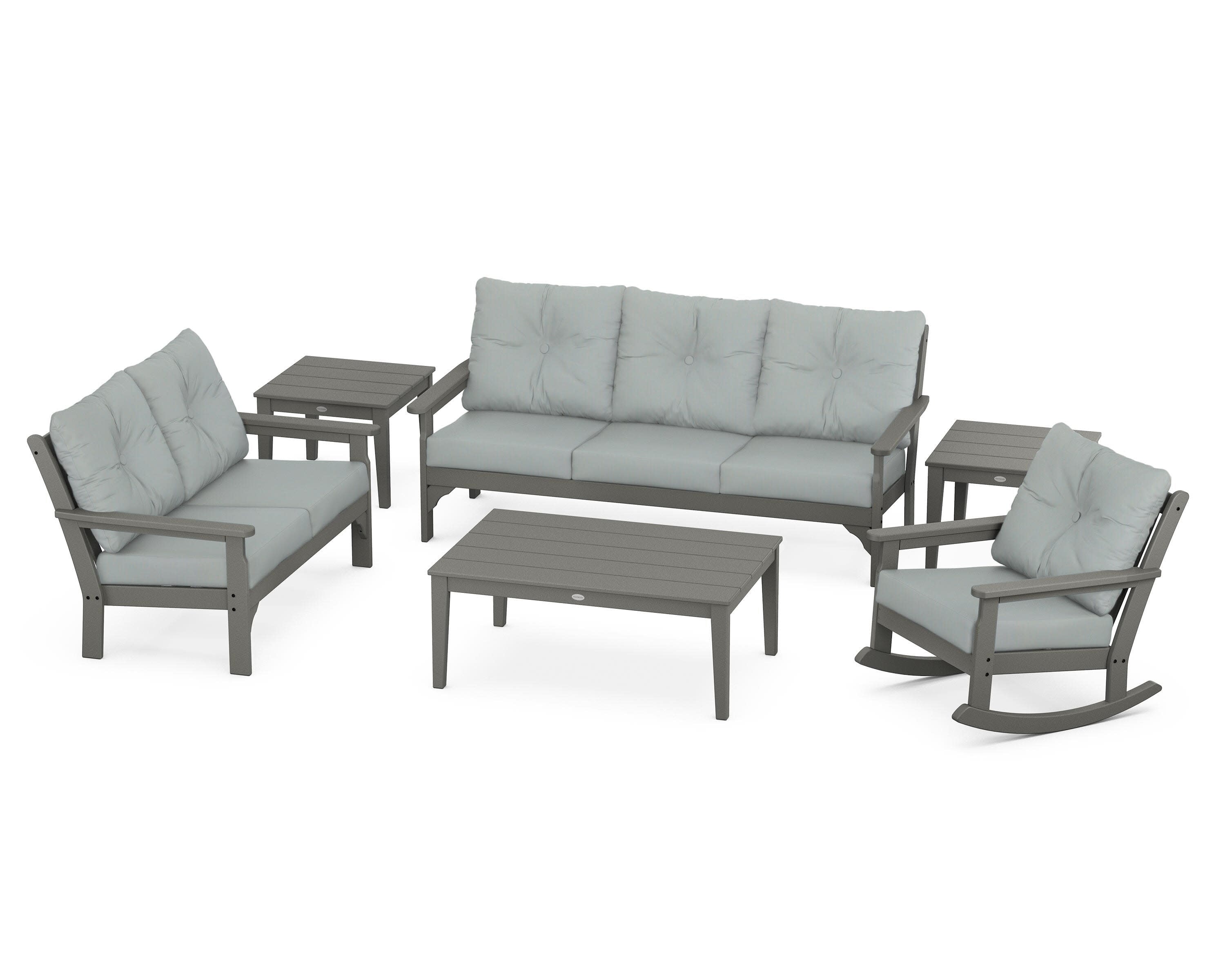 Vineyard 6-Piece Deep Seating Set in Slate Grey / Spa