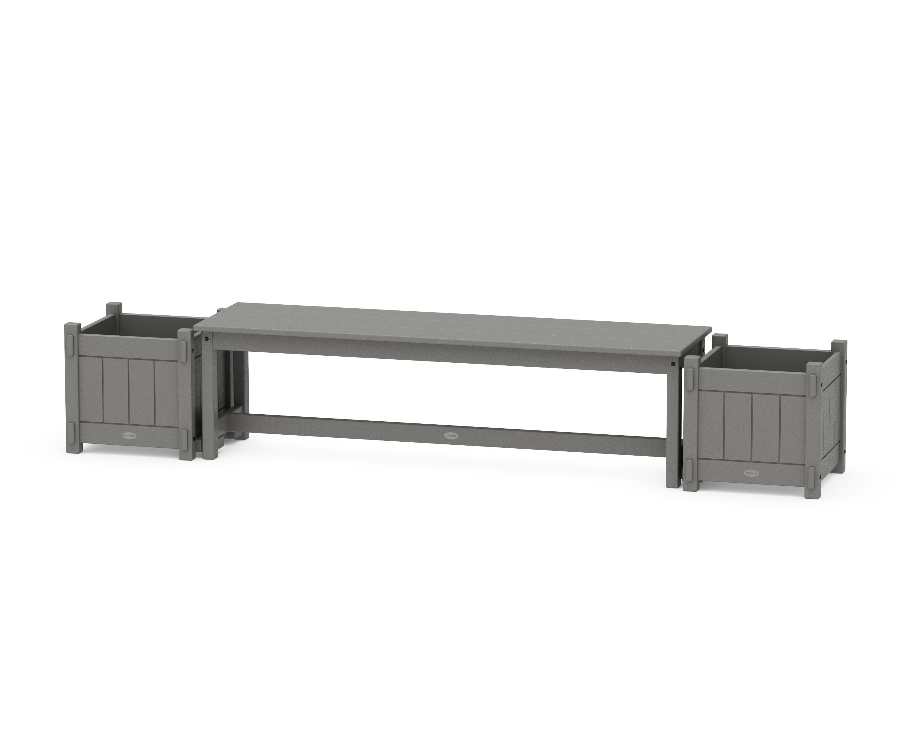 60" Vineyard Straight Planter Bench Set in Slate Grey