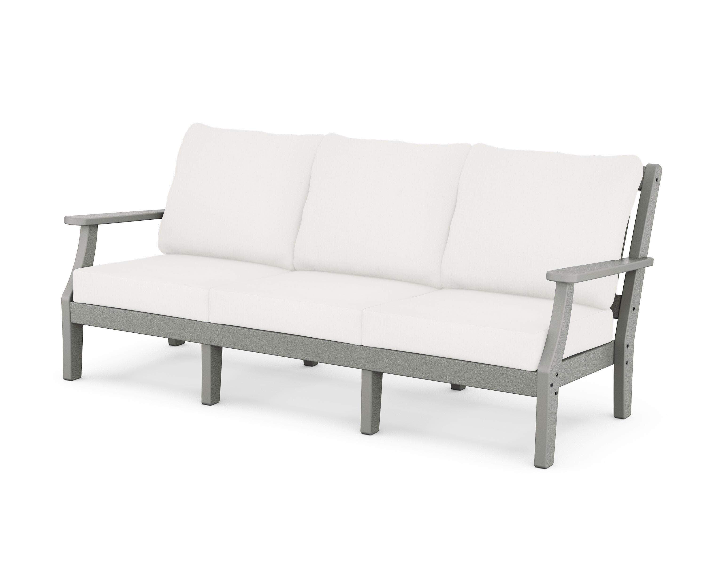 Chinoiserie Deep Seating Sofa in Slate Grey / Natural Linen