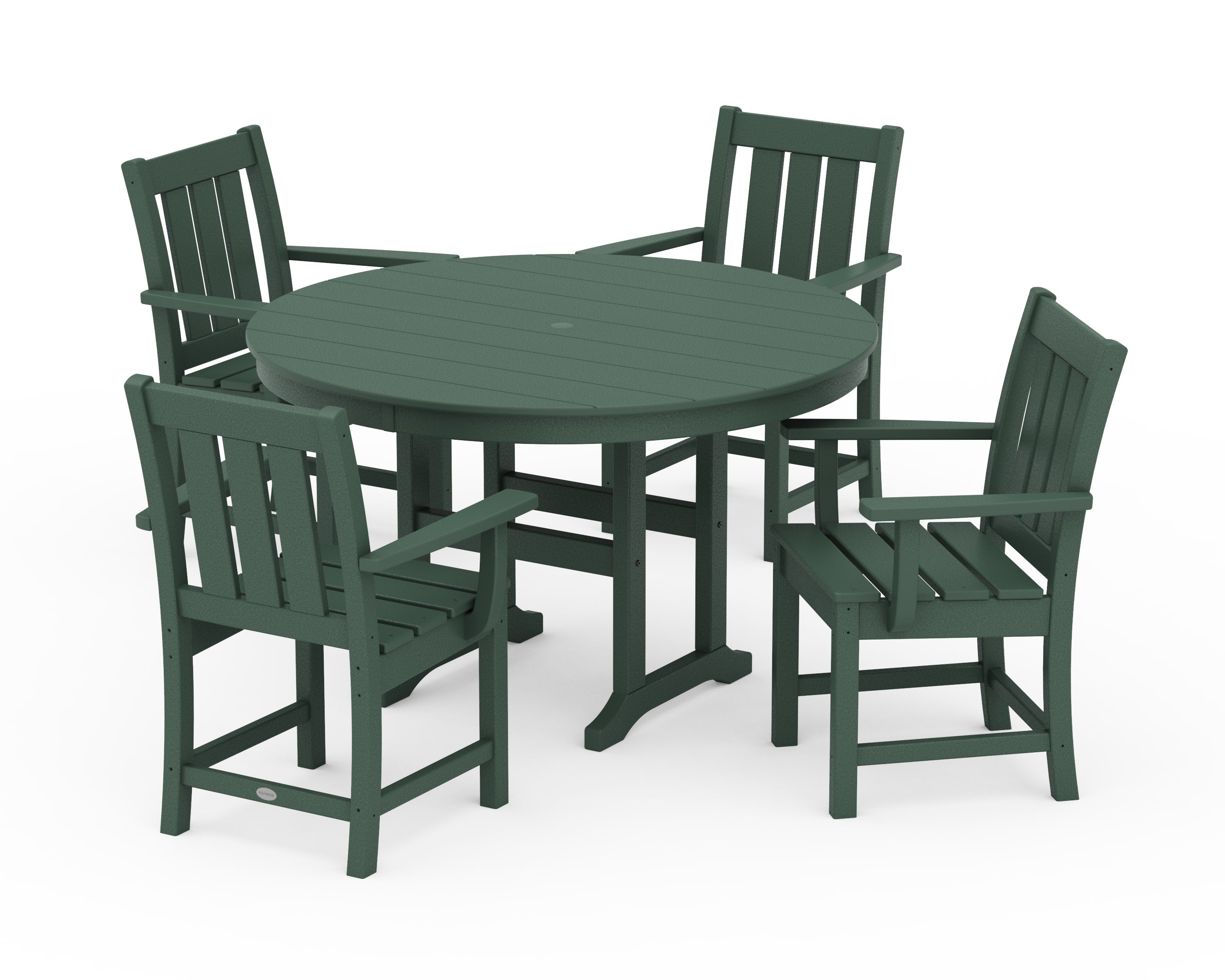 Oxford 5-Piece Round Farmhouse Dining Set in Green