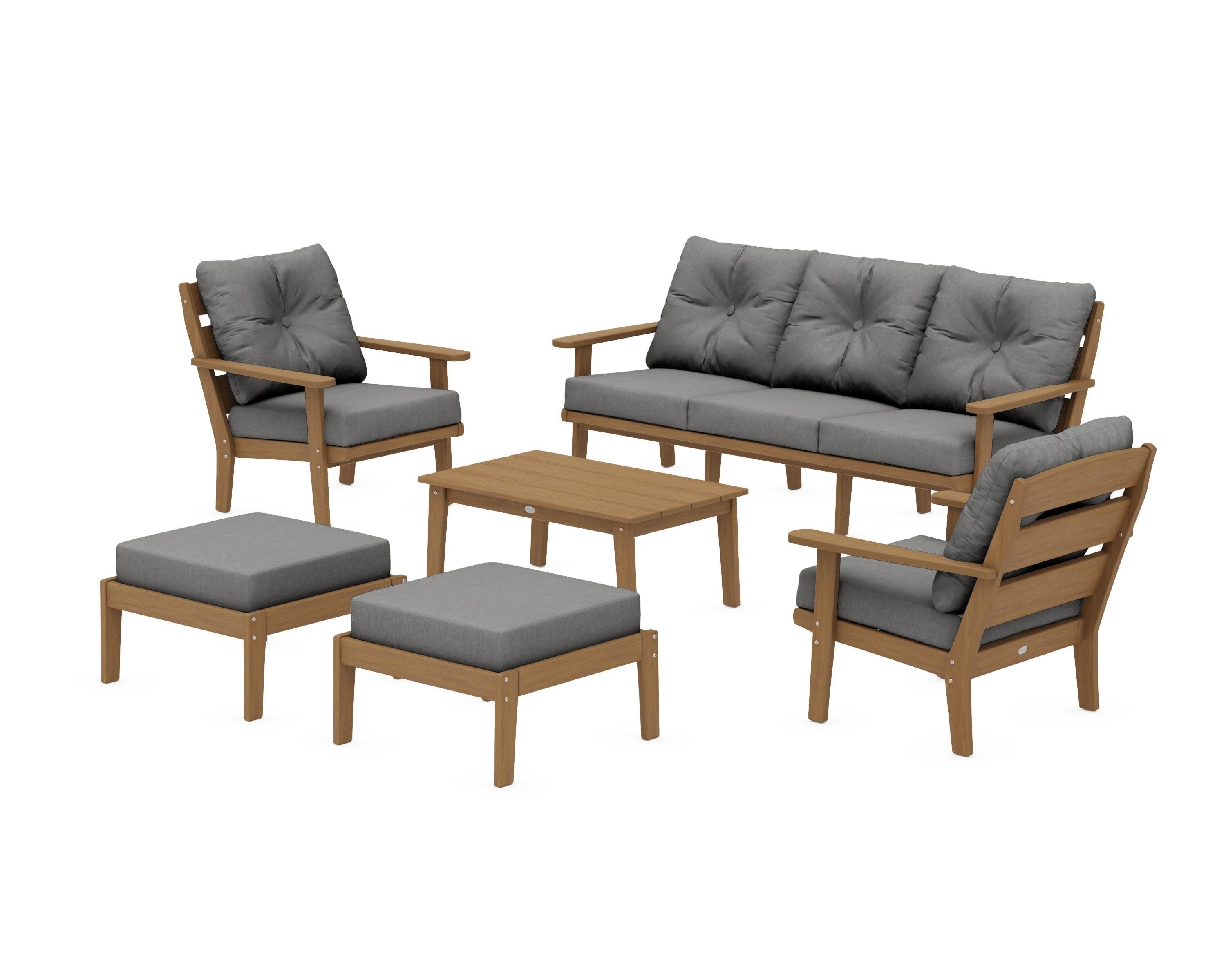 Lakeside 6-Piece Lounge Sofa Set in Natural / Spectrum Carbon