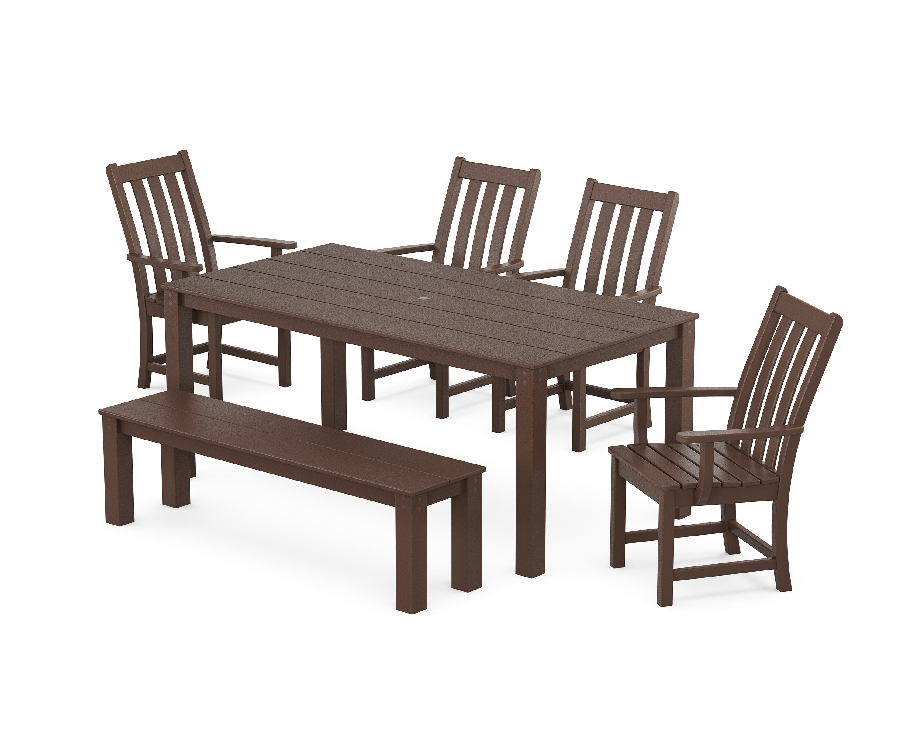 Vineyard 6-Piece Parsons Dining Set with Bench in Mahogany