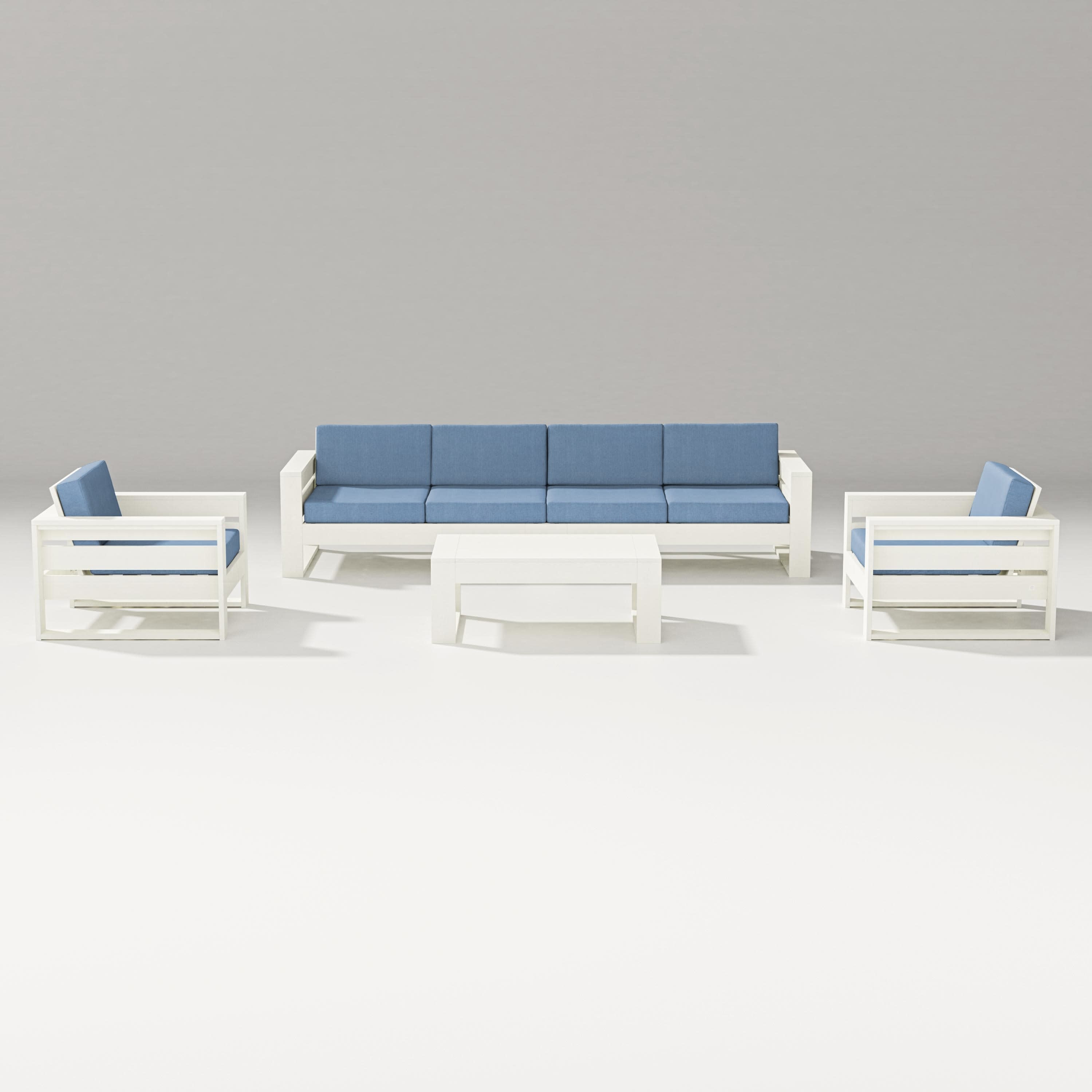 Latitude 5-Piece Lounge Sofa Set in Vintage White / Sky Blue