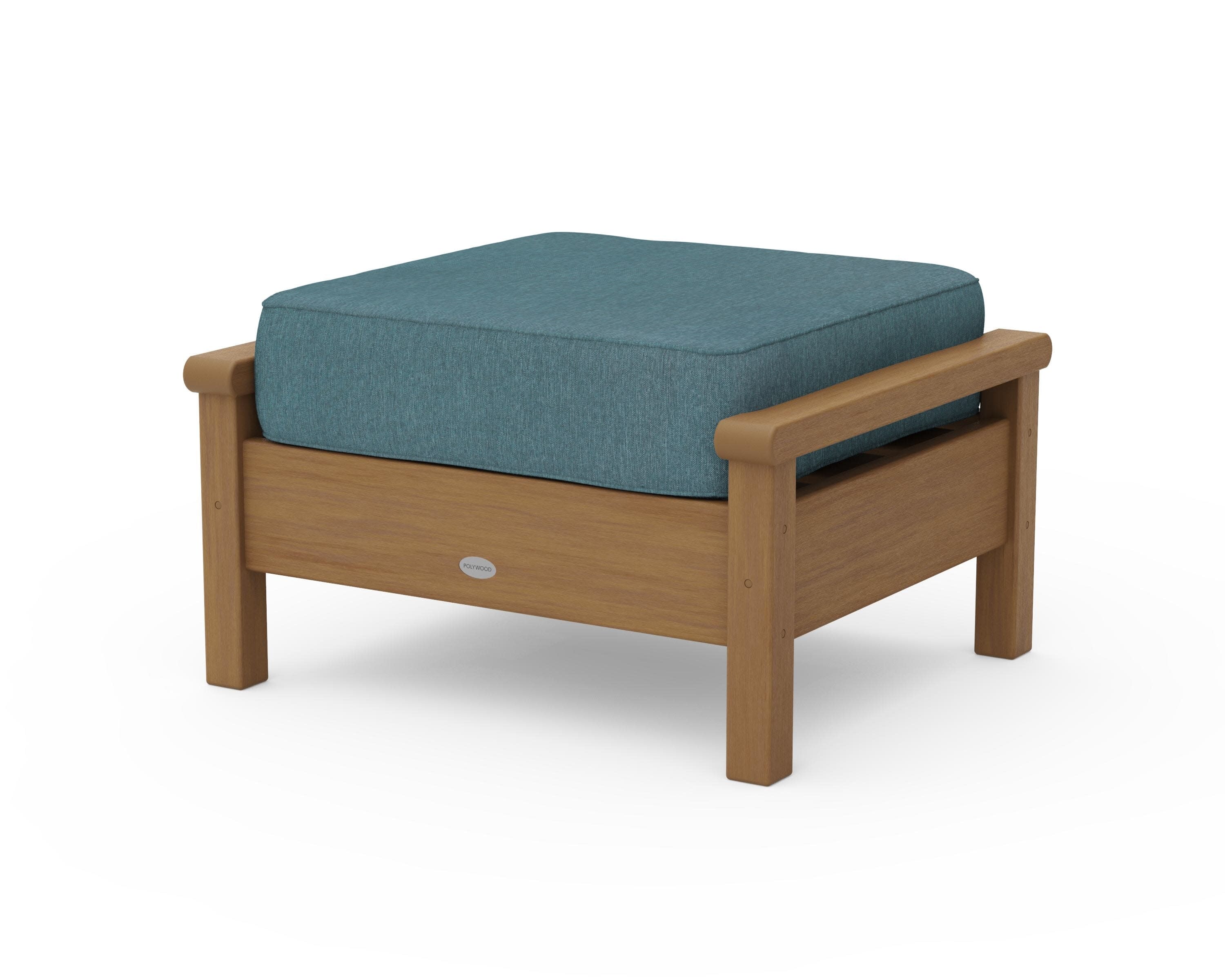 Harbour Deep Seating Ottoman in Natural / Ocean Teal