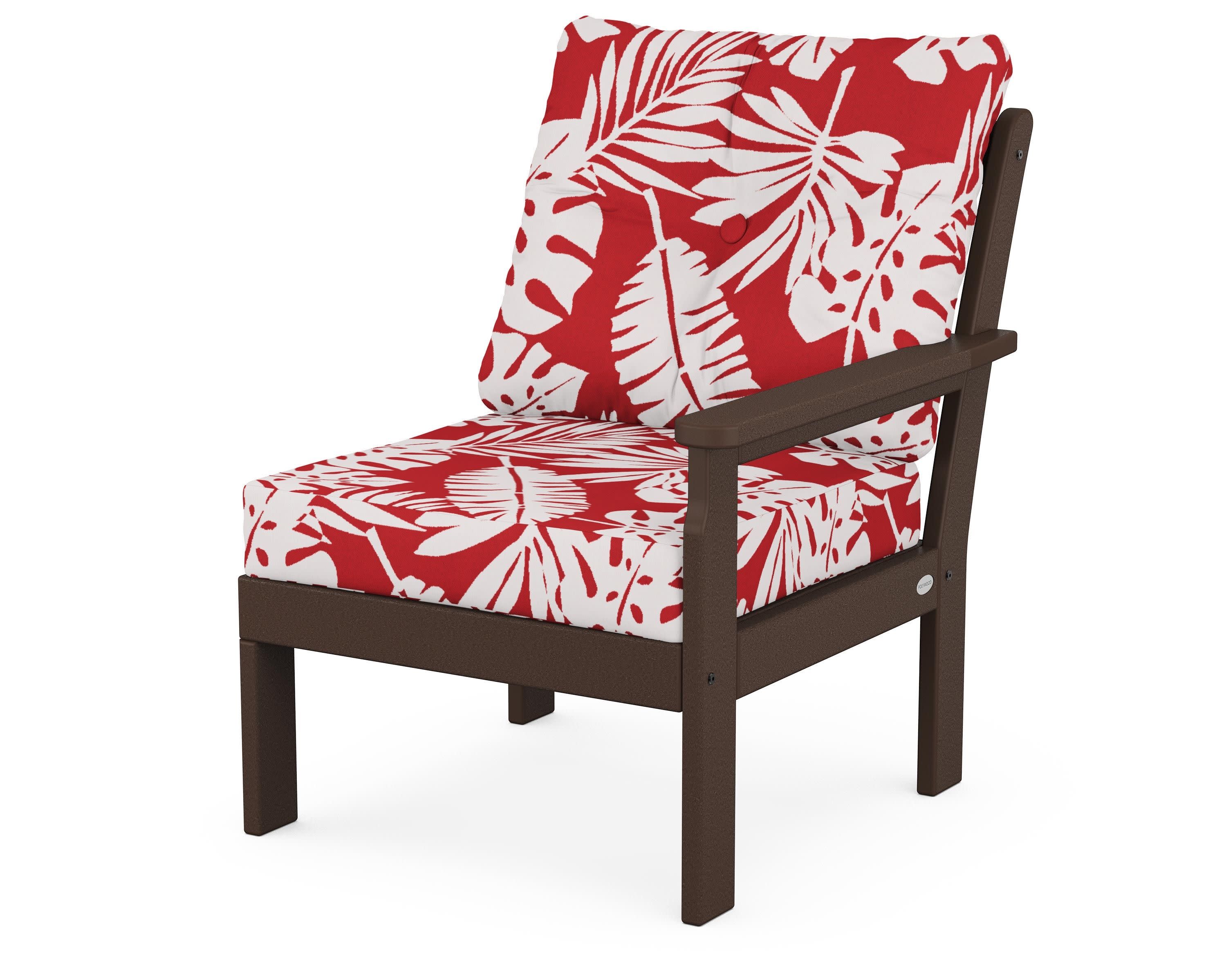 Vineyard Modular Right Arm Chair in Mahogany / Leaf Crimson