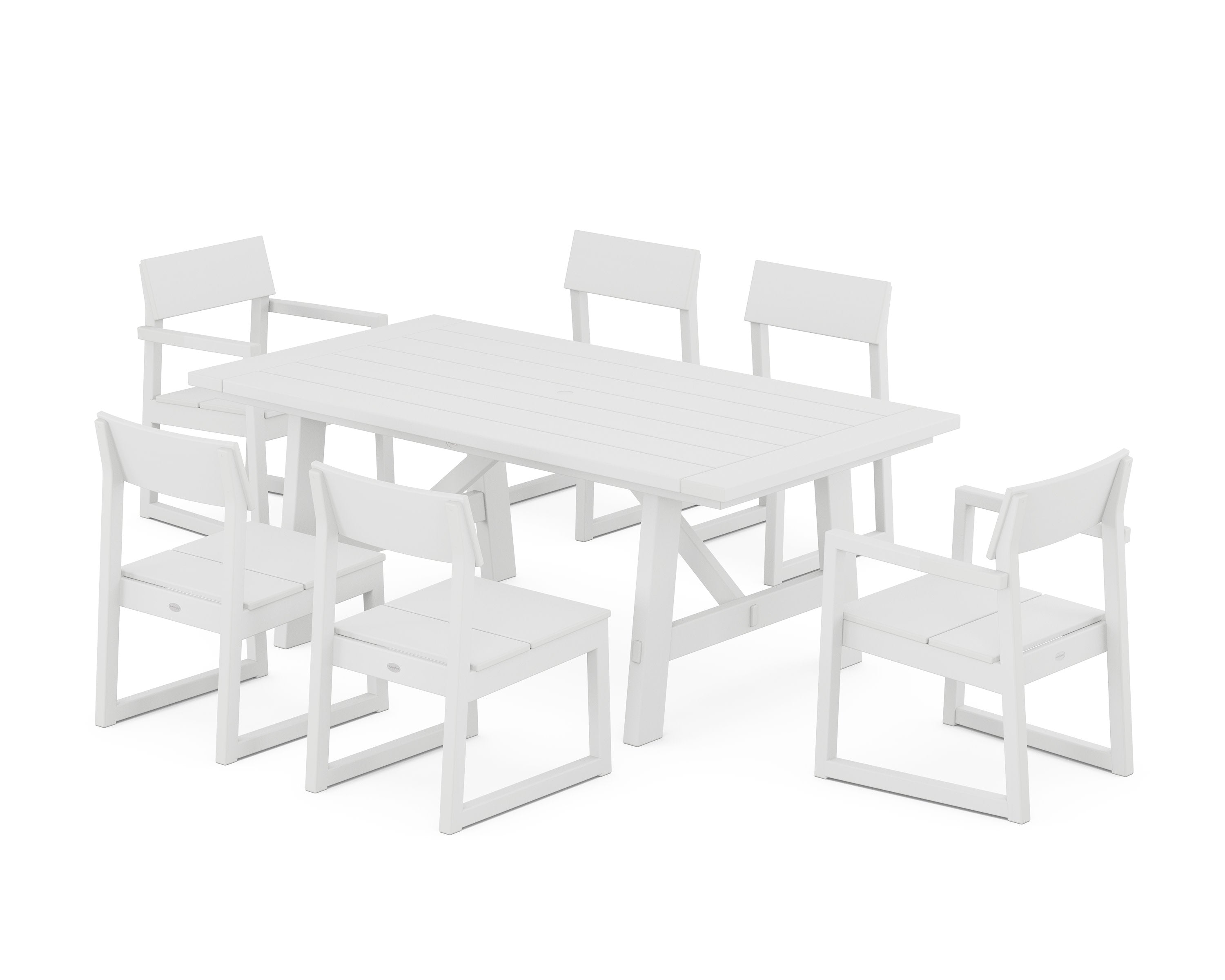 EDGE 7-Piece Rustic Farmhouse Dining Set in White