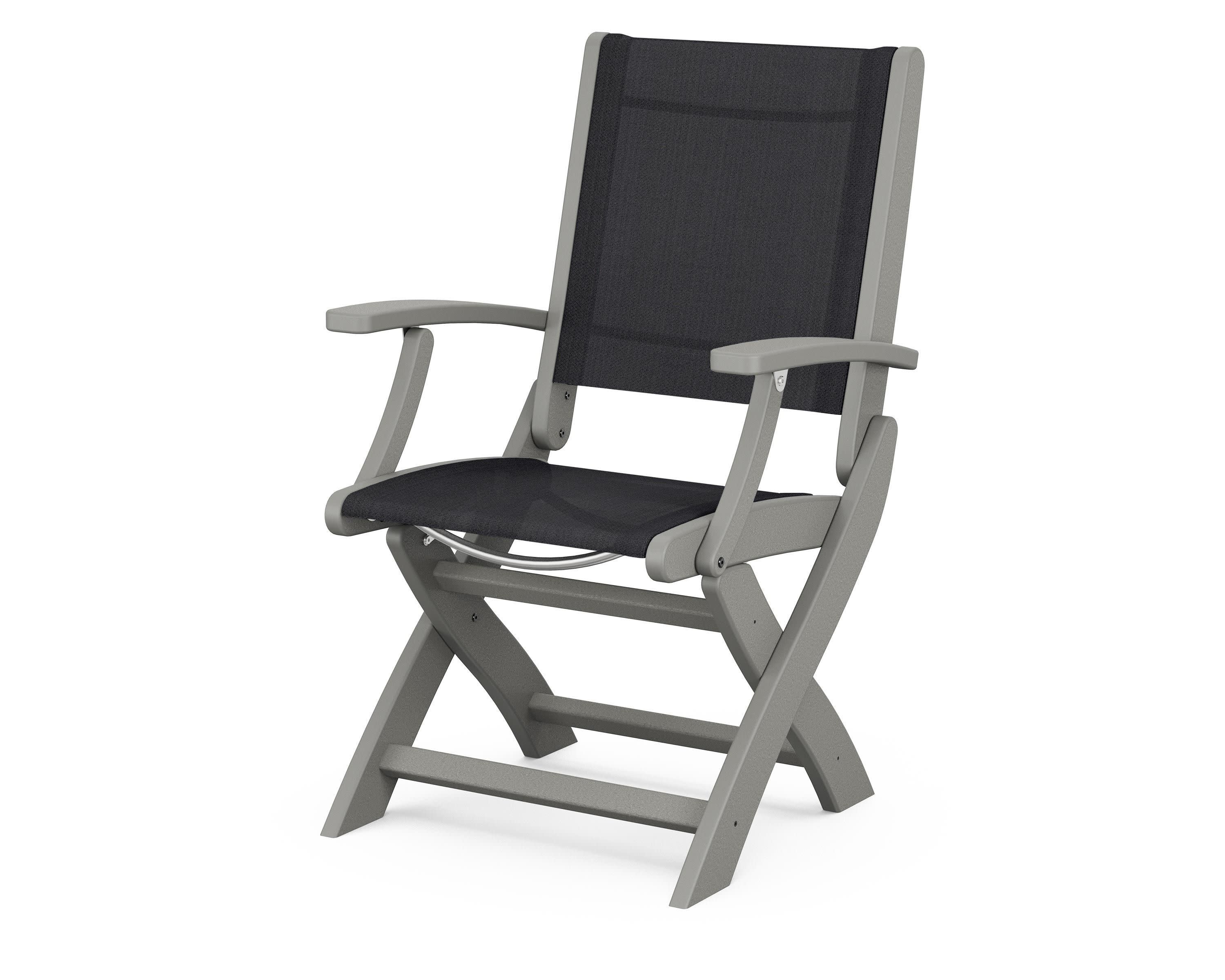 Coastal Folding Chair in Slate Grey / Black Sling