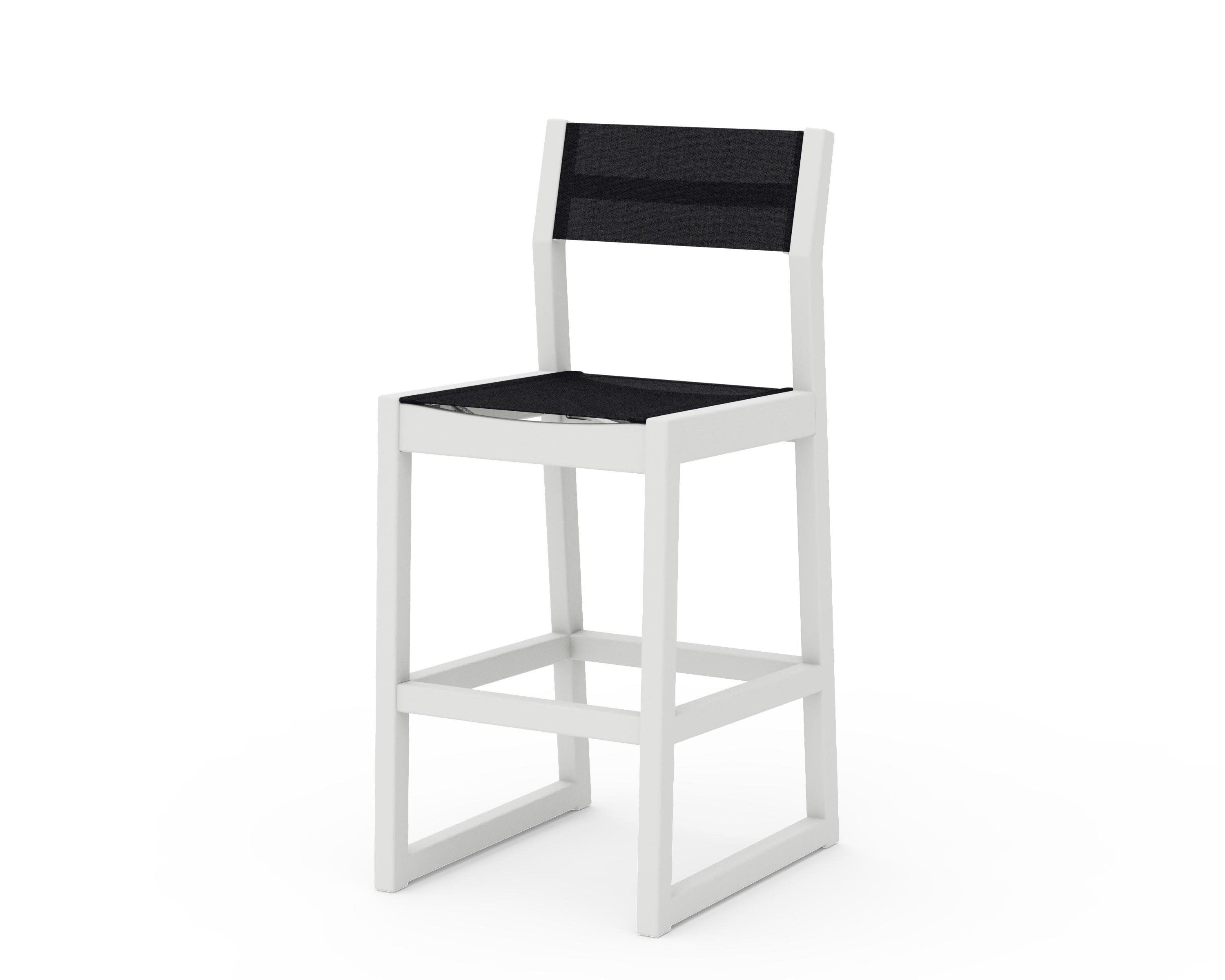 EDGE Sling Bar Side Chair in Vintage White / Black Sling