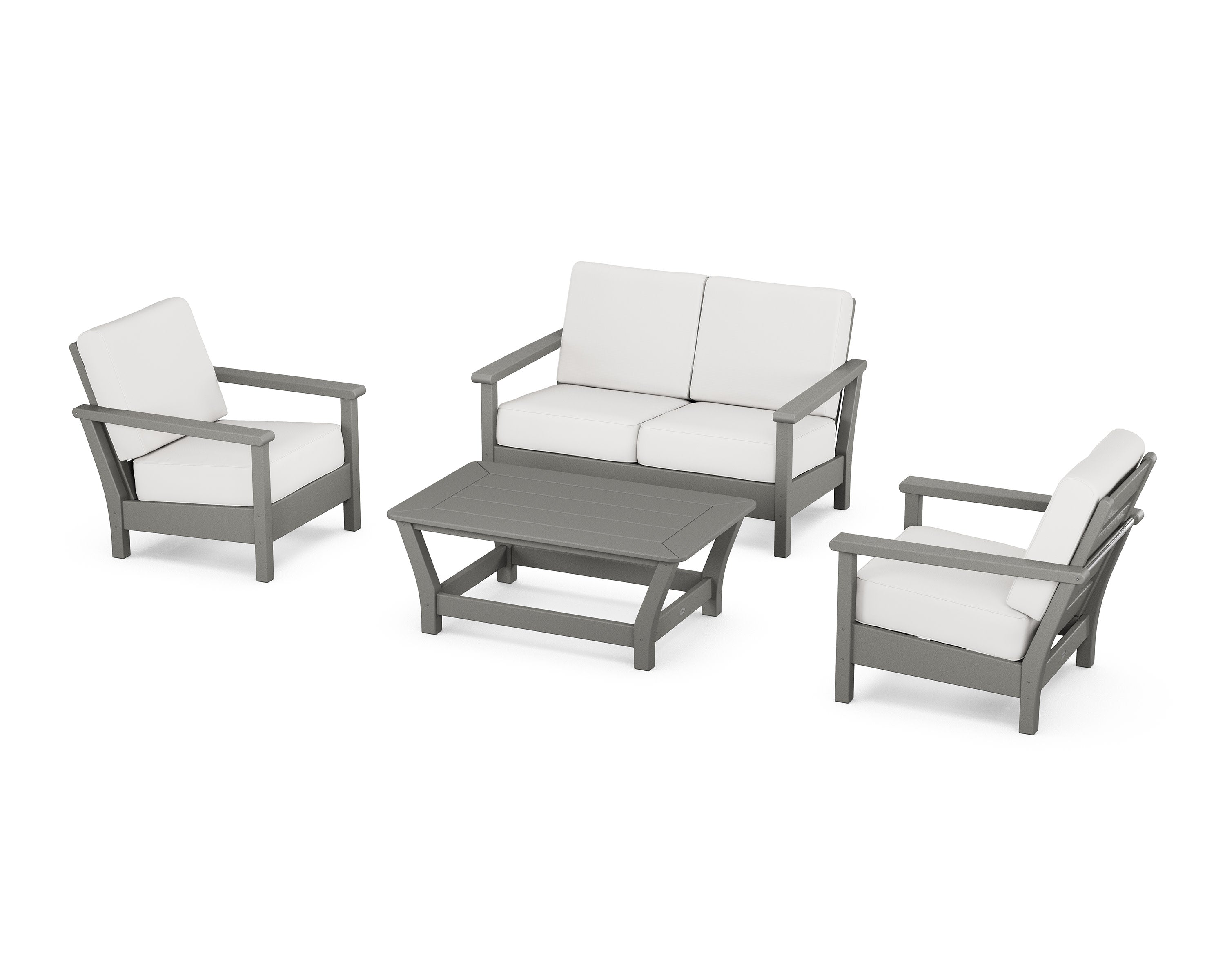 Harbour 4-Piece Deep Seating Set in Slate Grey / Natural Linen