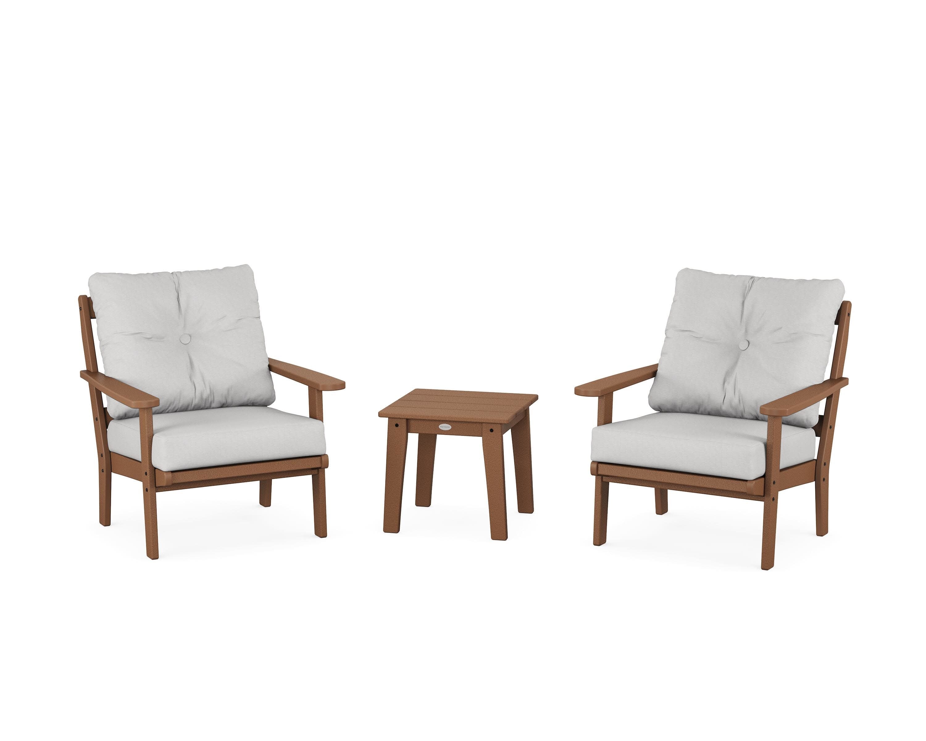 Mission 3-Piece Deep Seating Set in Teak / Diamond in the Rough