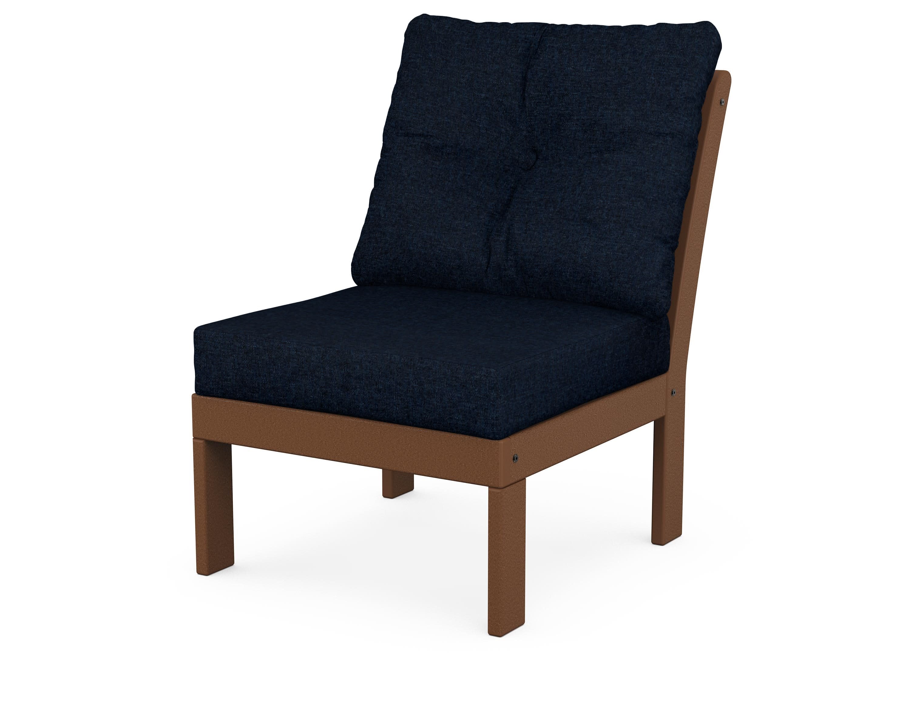 Vineyard Modular Armless Chair in Teak / Marine Indigo