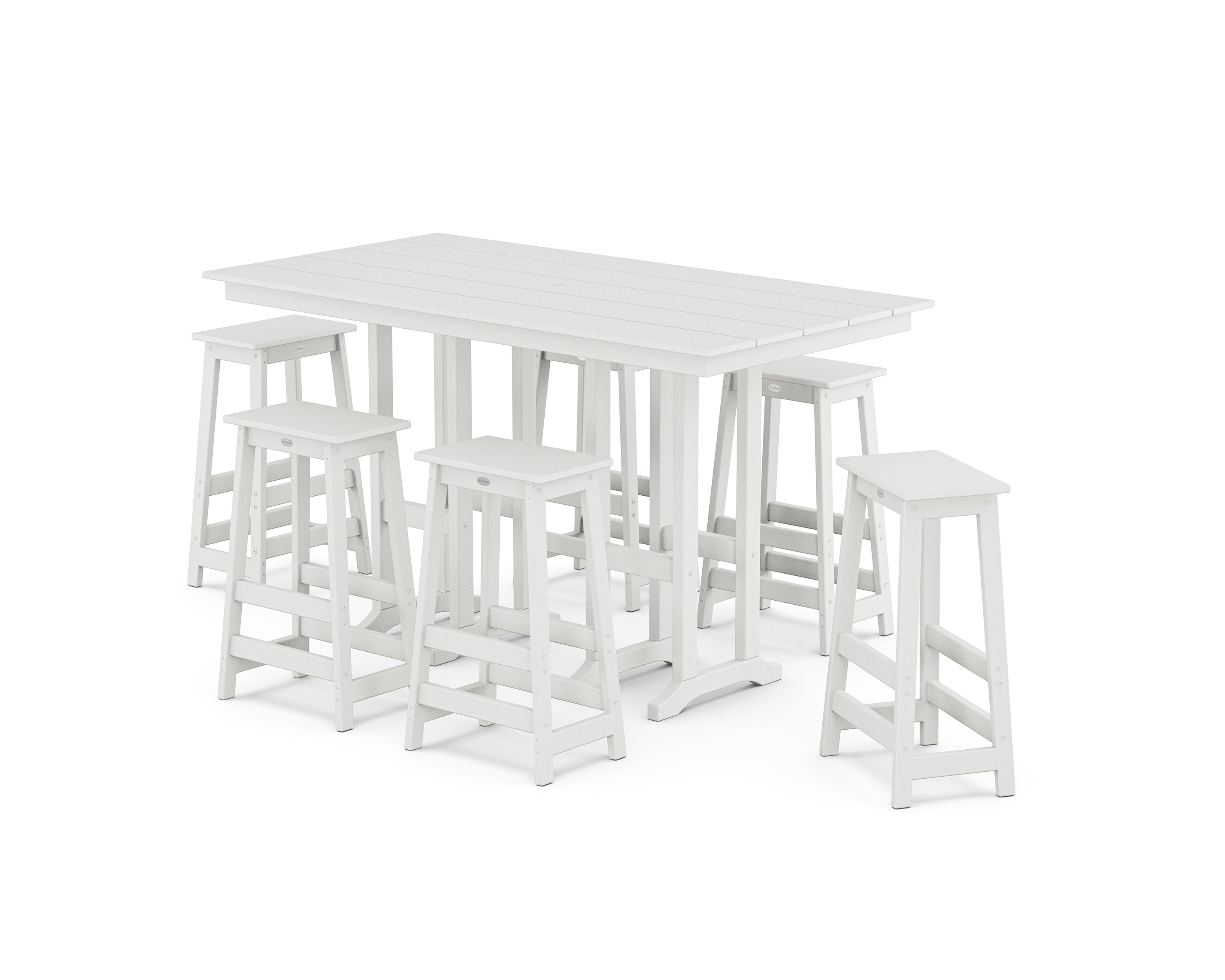 Modern Studio Bar Stool 7-Piece Set in White