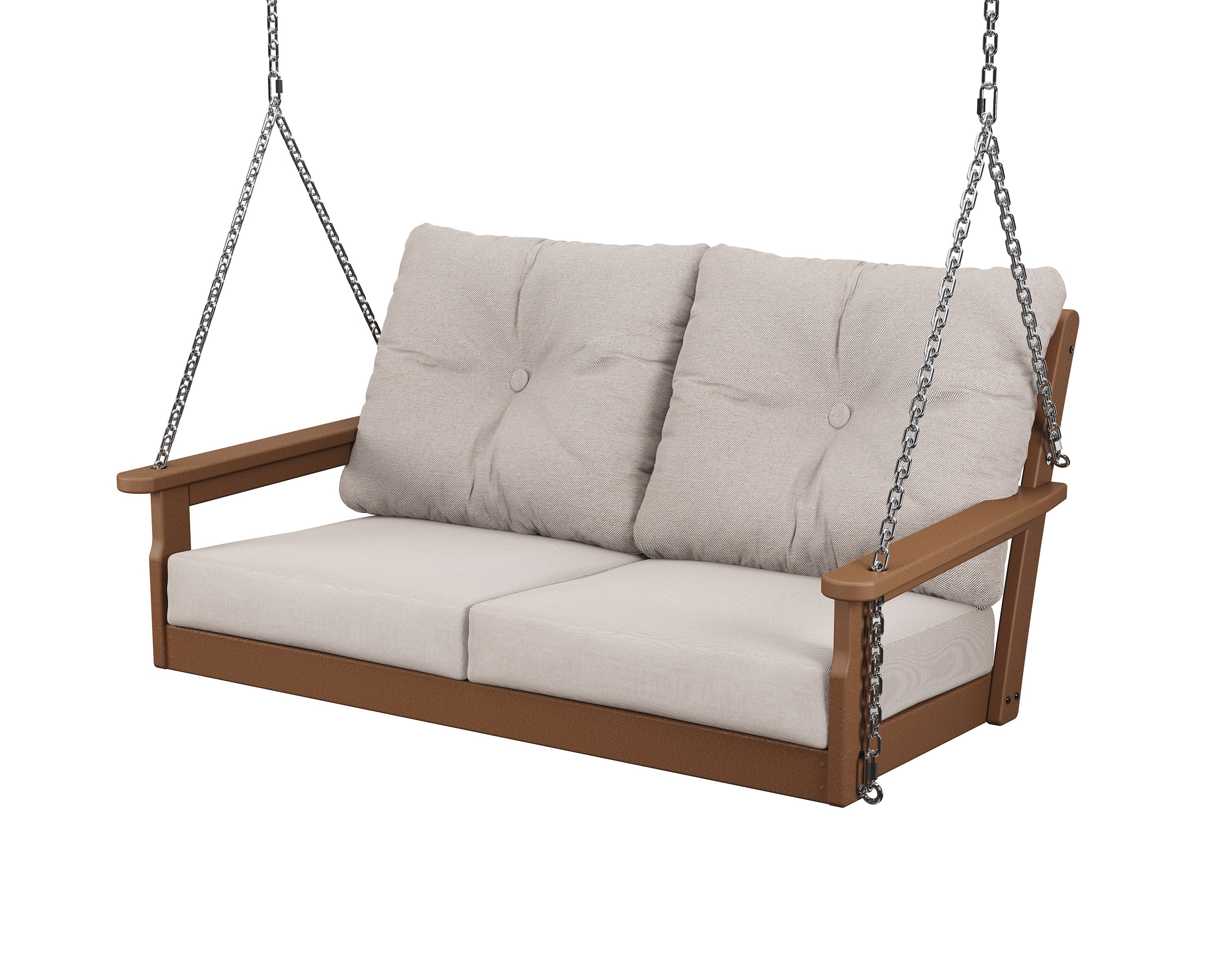 Vineyard Deep Seating Swing in Teak / Dune Burlap