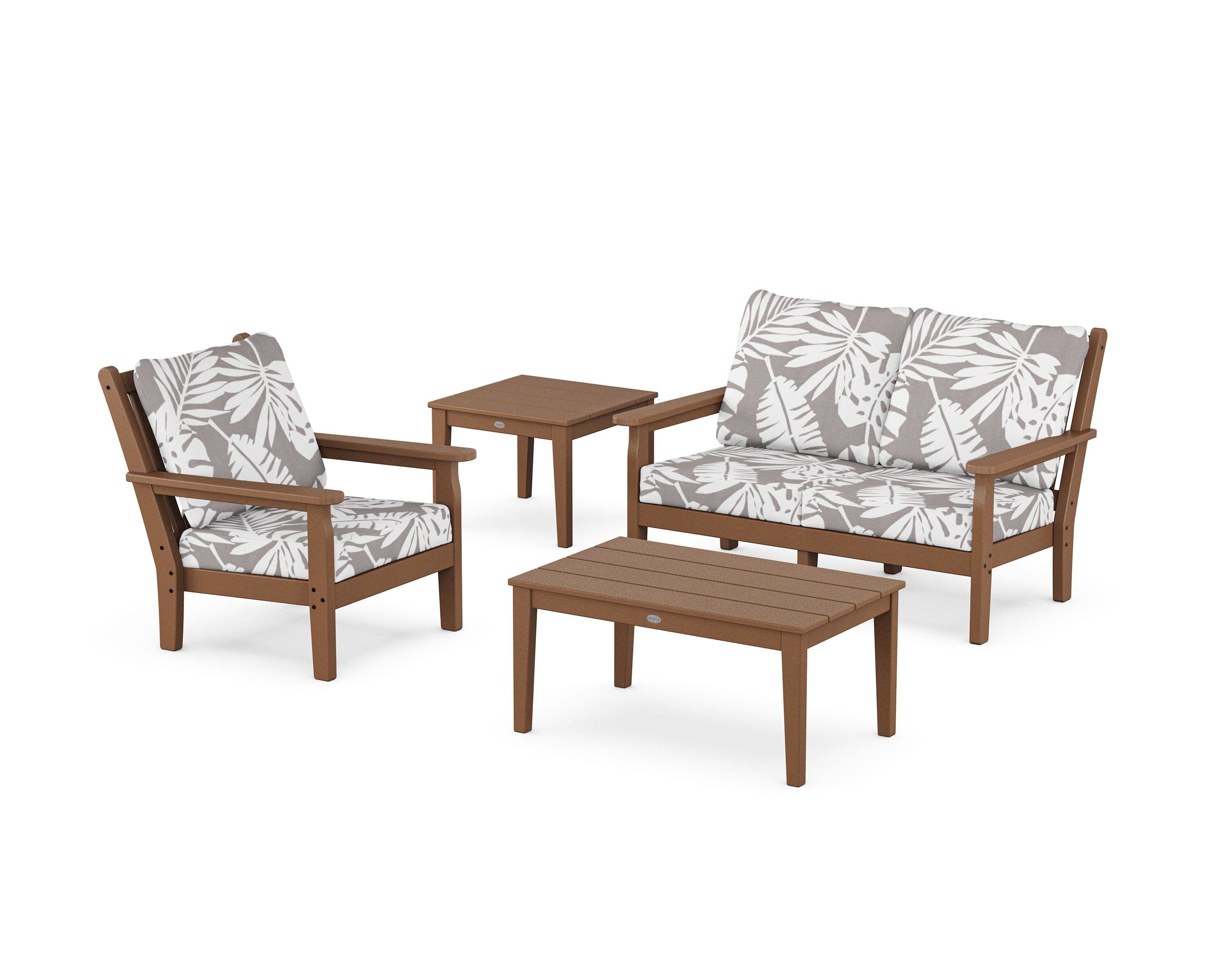 Chippendale 4-Piece Deep Seating Set in Teak / Leaf Grey Mist