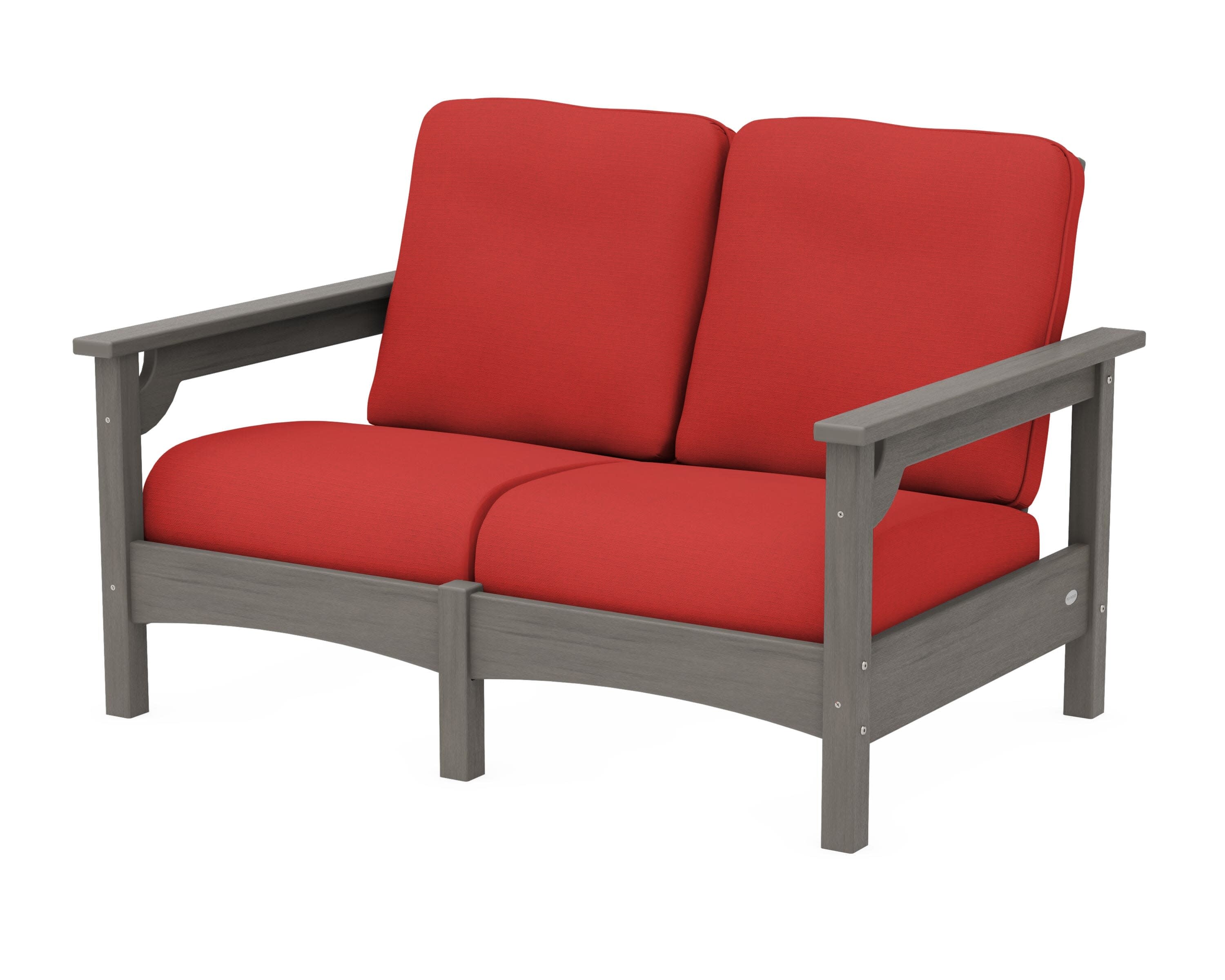 Club Loveseat in Driftwood / Crimson Linen