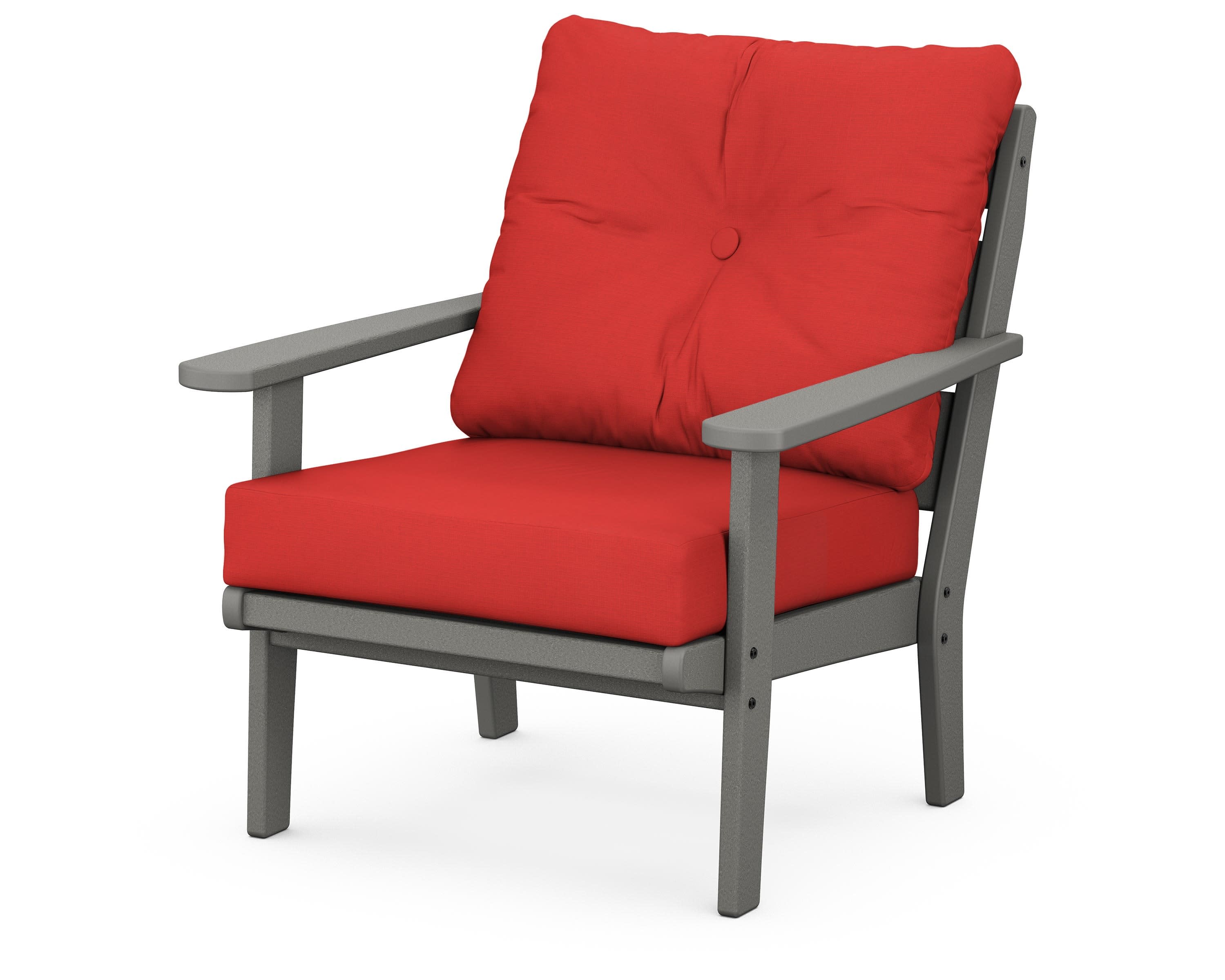 Lakeside Deep Seating Chair in Slate Grey / Crimson Linen
