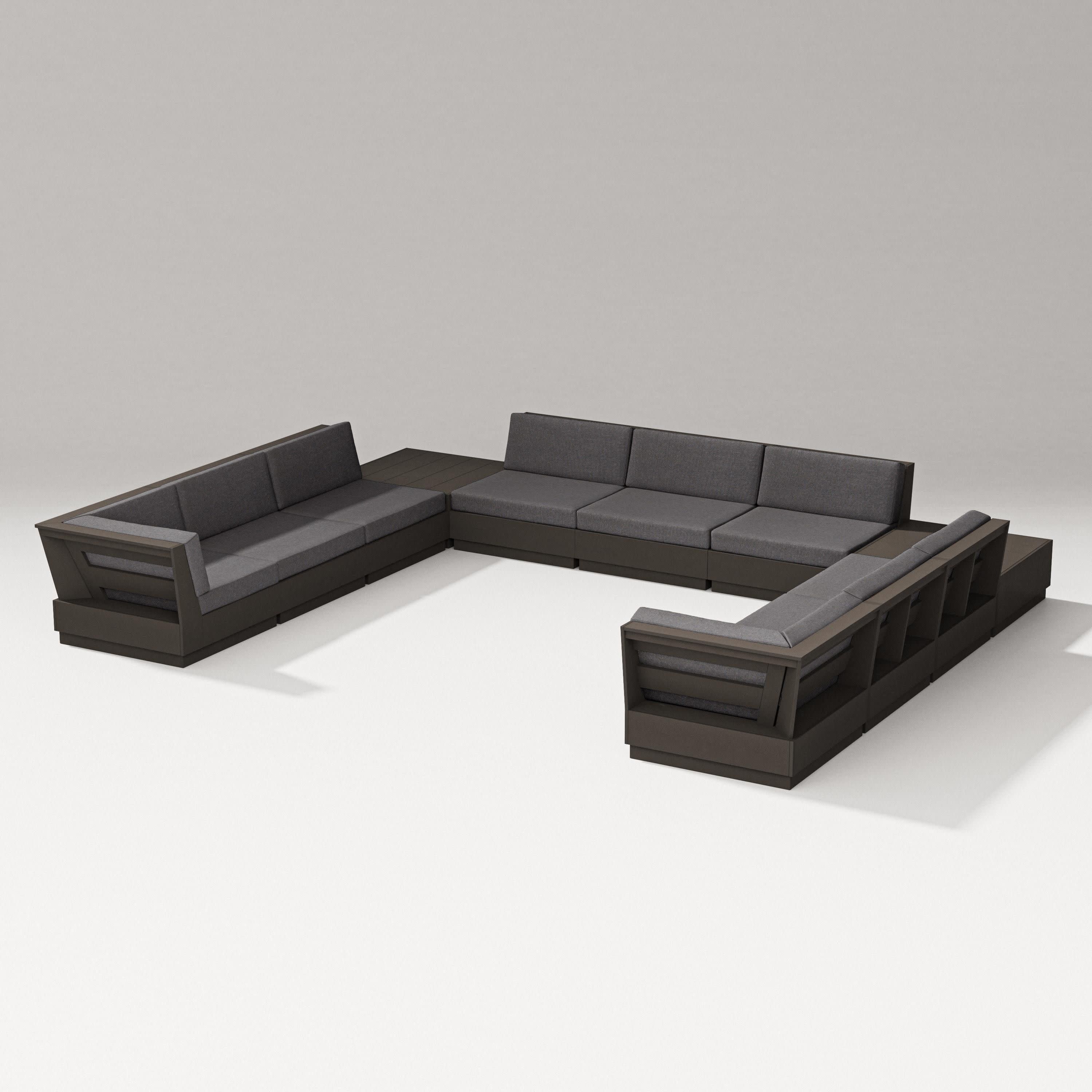 Elevate 11-Piece U-Shaped Sofa Sectional in Vintage Coffee / Ash Charcoal