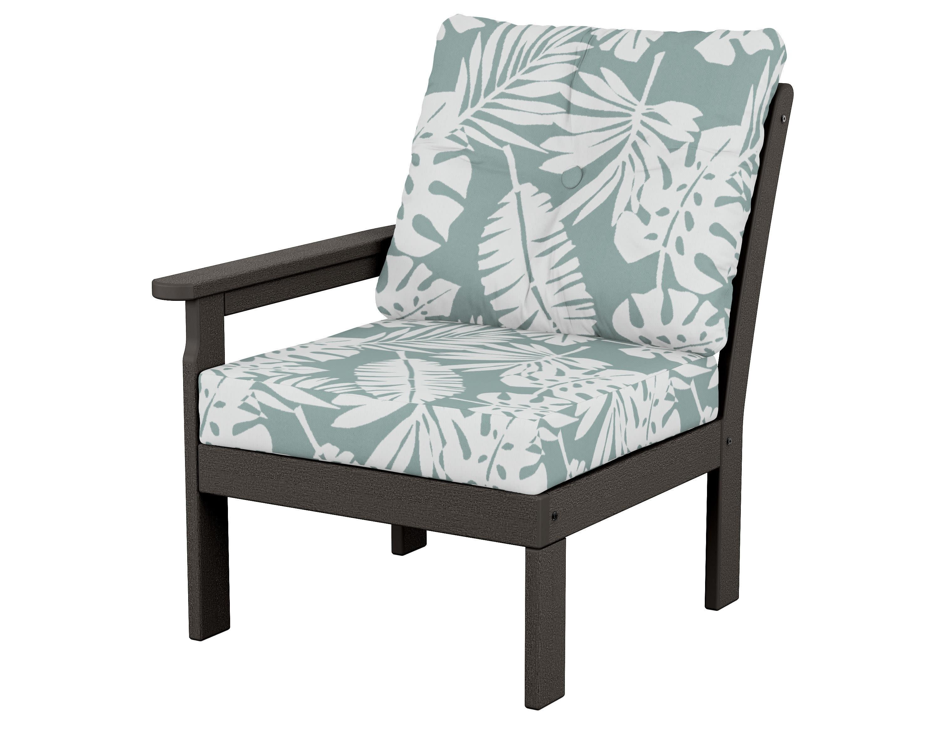 Vineyard Modular Left Arm Chair in Vintage Coffee / Leaf Glacier Spa