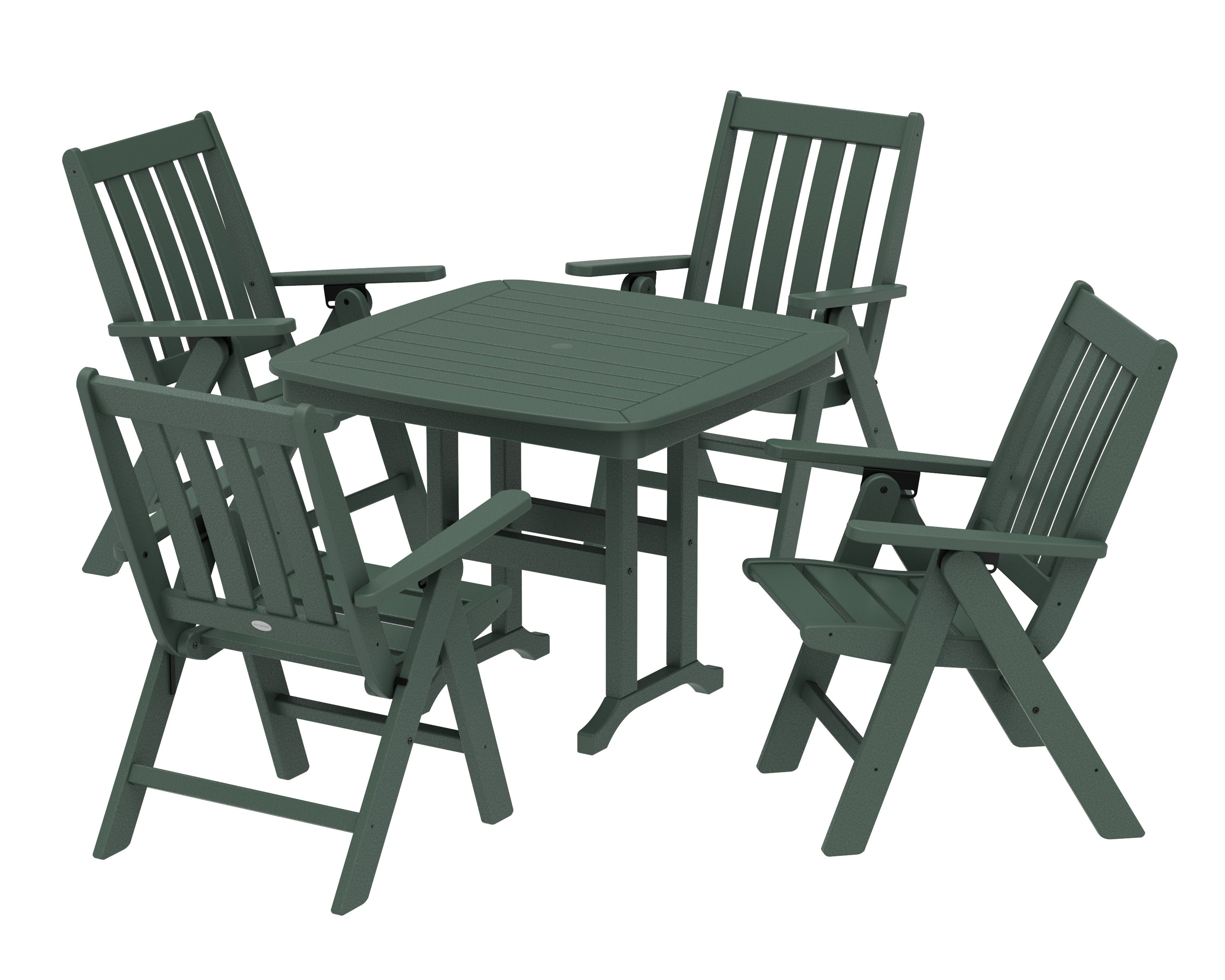 Vineyard Folding Chair 5-Piece Dining Set in Green