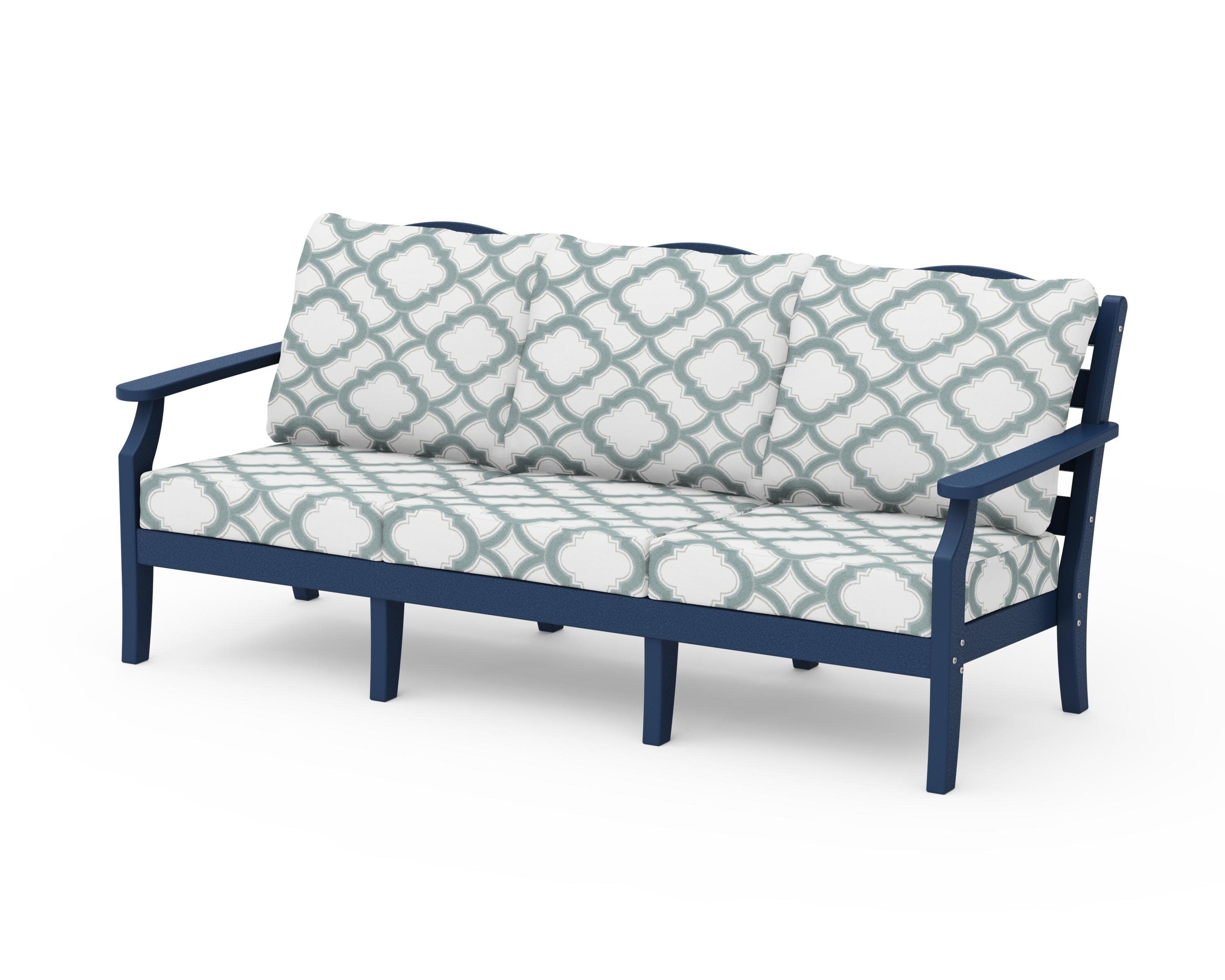 Savannah Deep Seating Sofa in Navy / Trellis Glacier Spa