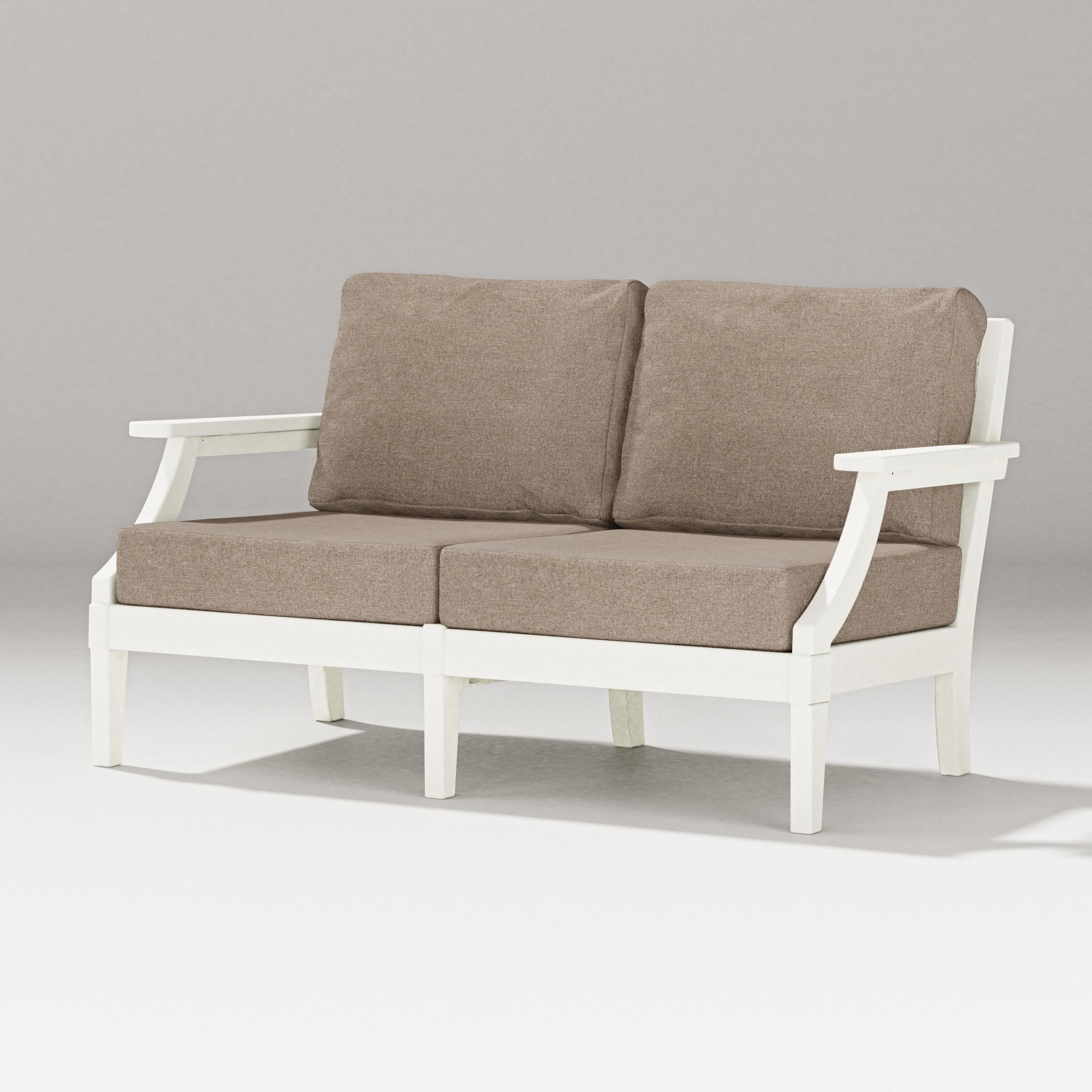 Estate Loveseat in Vintage White / Spiced Burlap