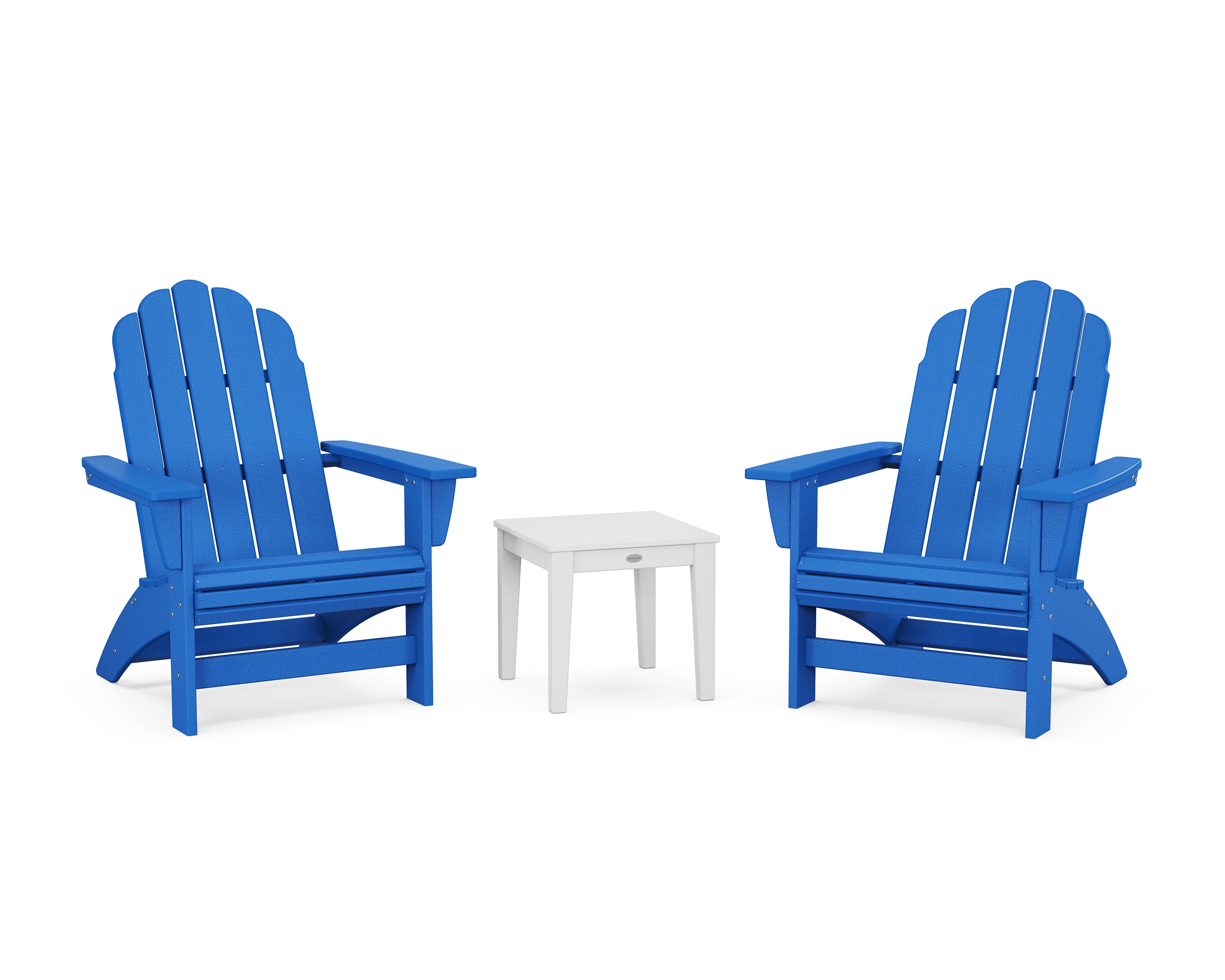 3-Piece Vineyard Grand Adirondack Set in Pacific Blue / White