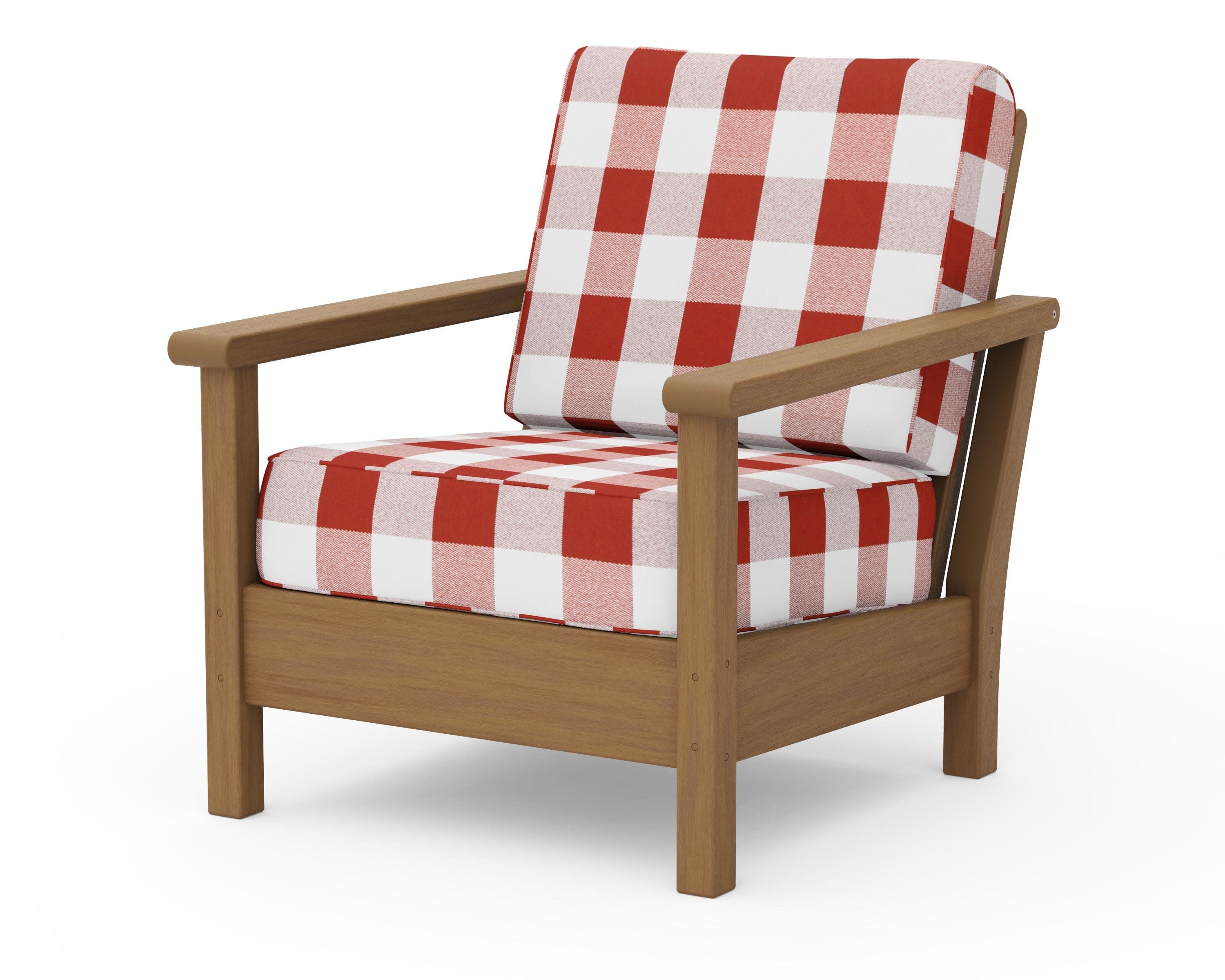 Harbour Deep Seating Chair in Natural / Buffalo Plaid Crimson