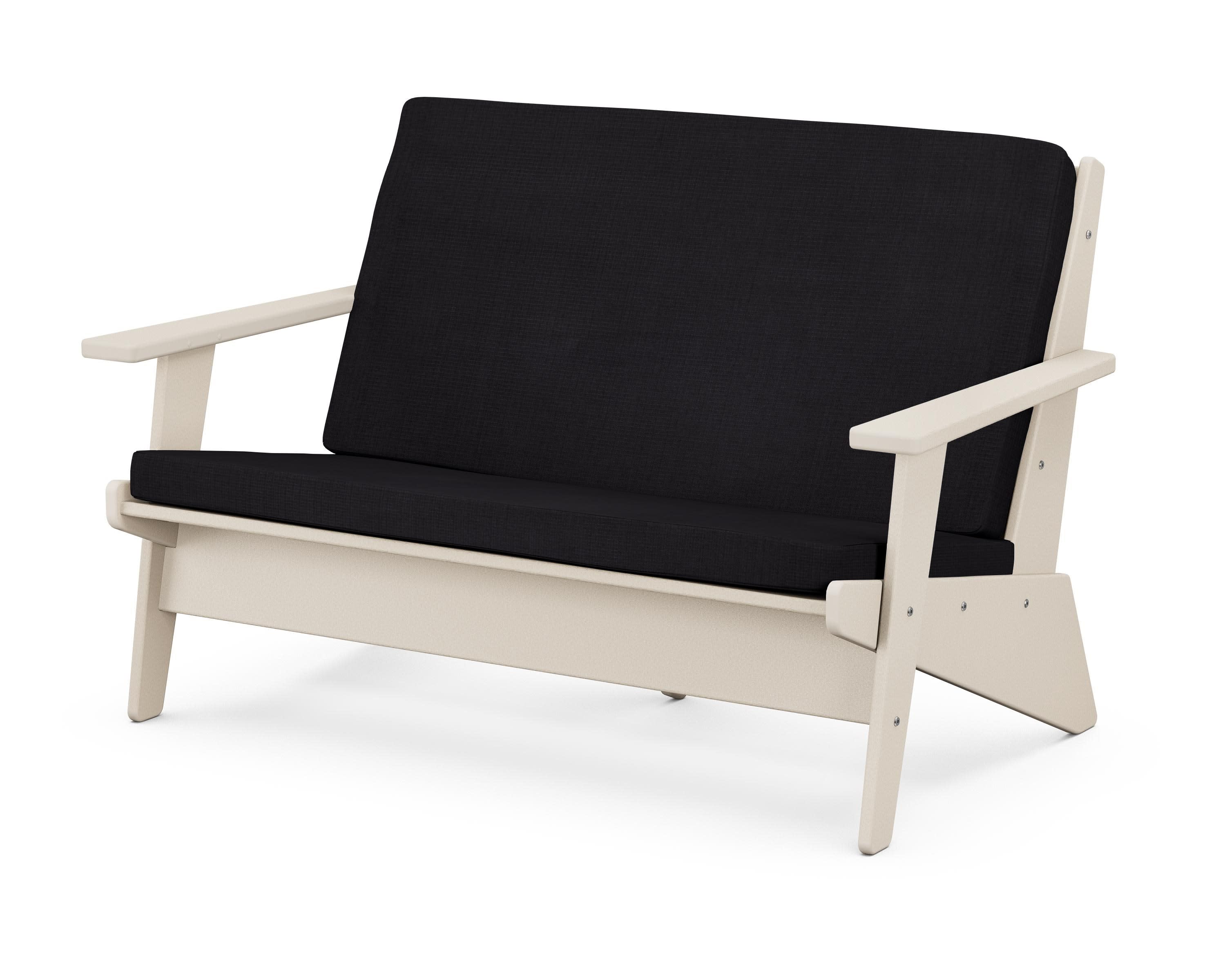 Riviera Modern Lounge Loveseat in Sand / Midnight Linen