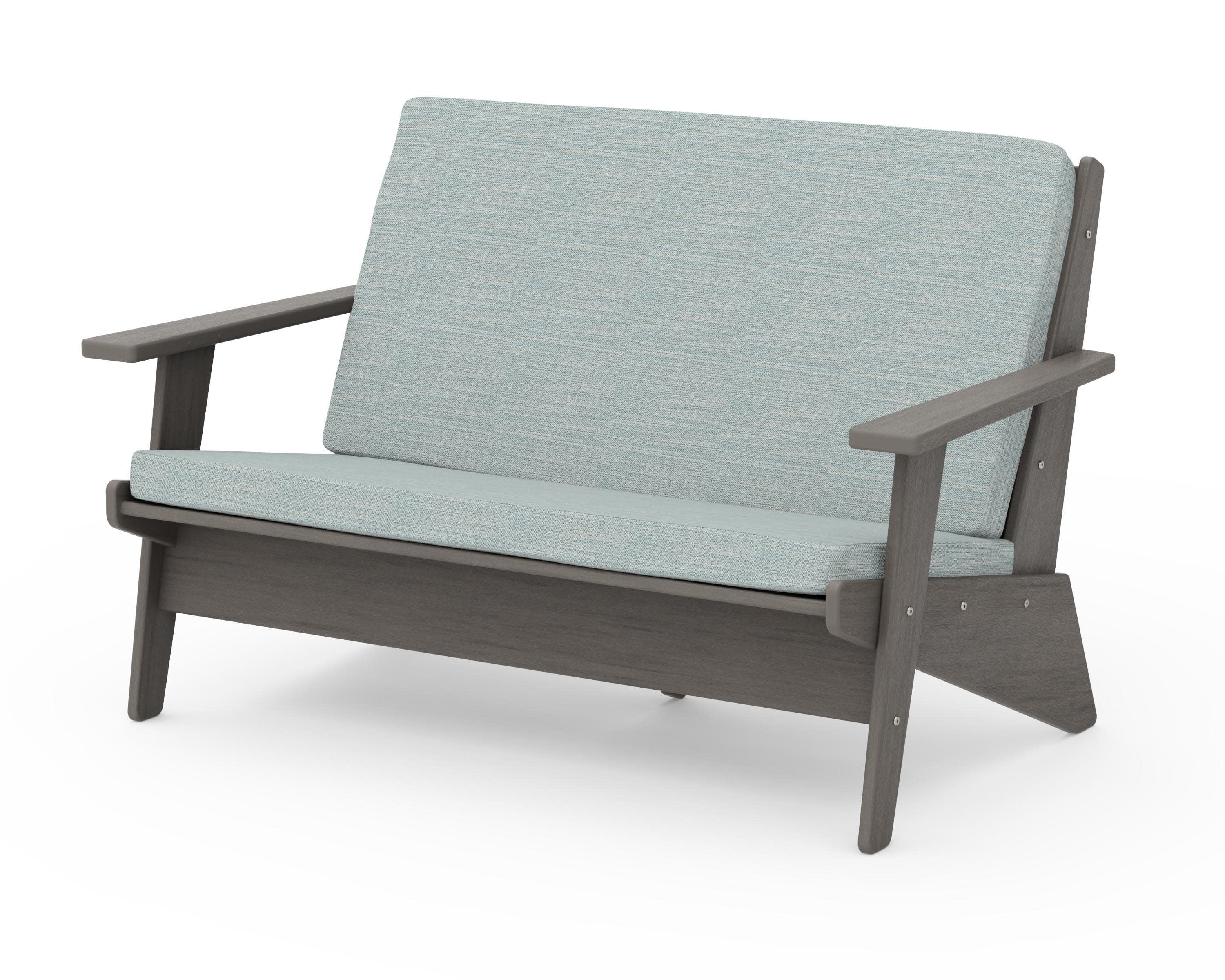Riviera Modern Lounge Loveseat in Driftwood / Soothe Mist