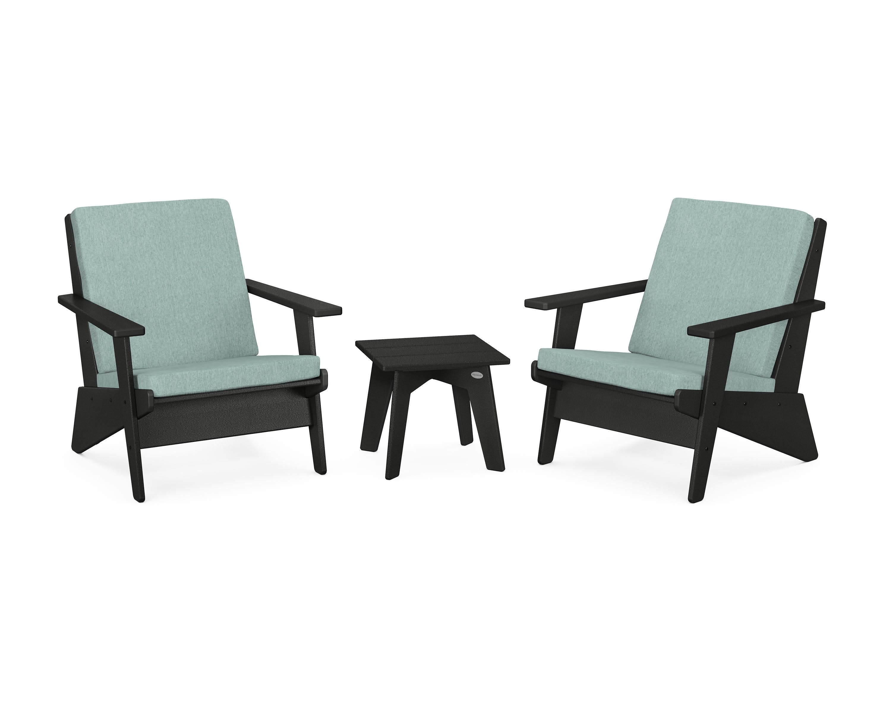 Riviera Modern Lounge 3-Piece Set in Black / Glacier Spa