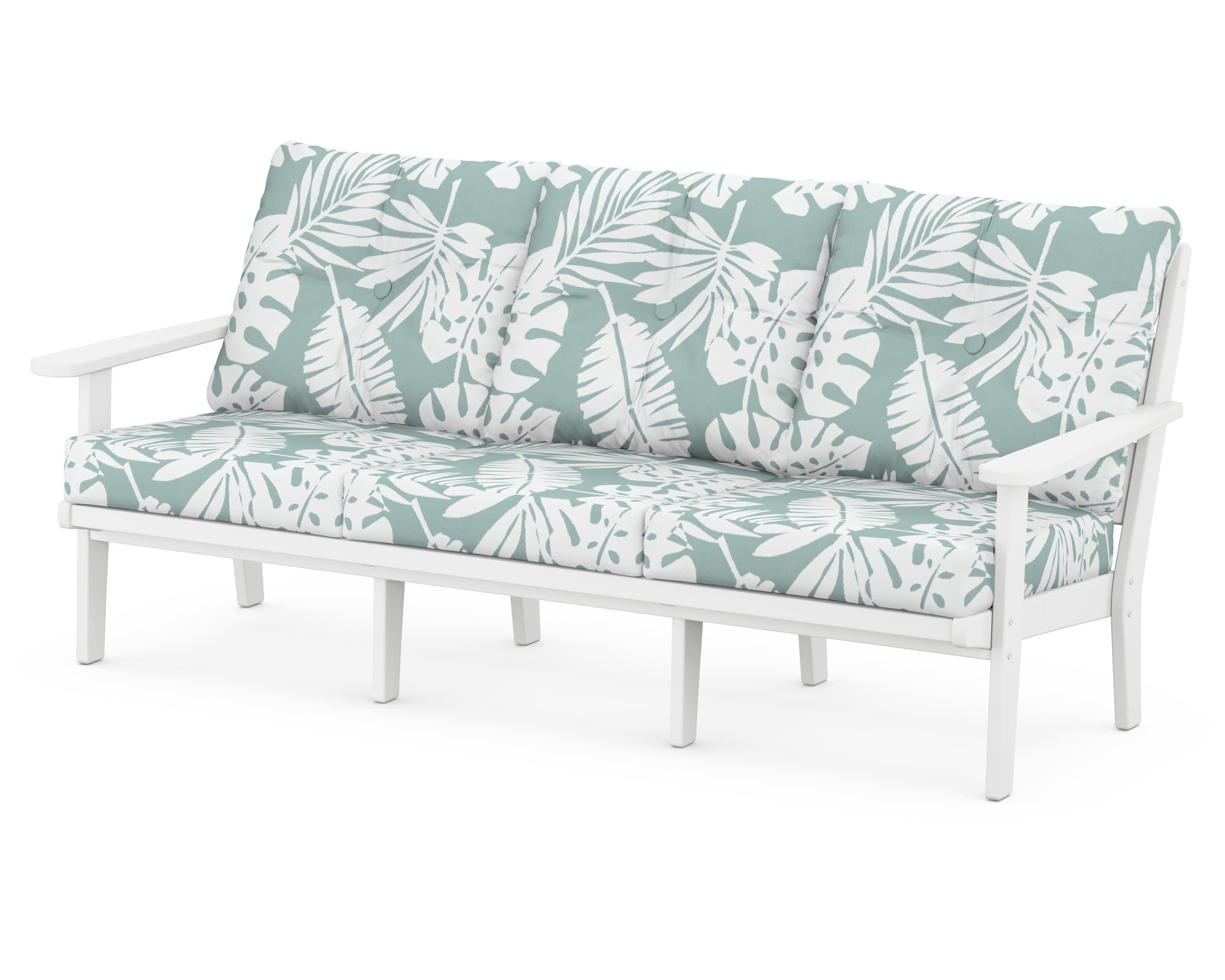 Lakeside Deep Seating Sofa in White / Leaf Glacier Spa