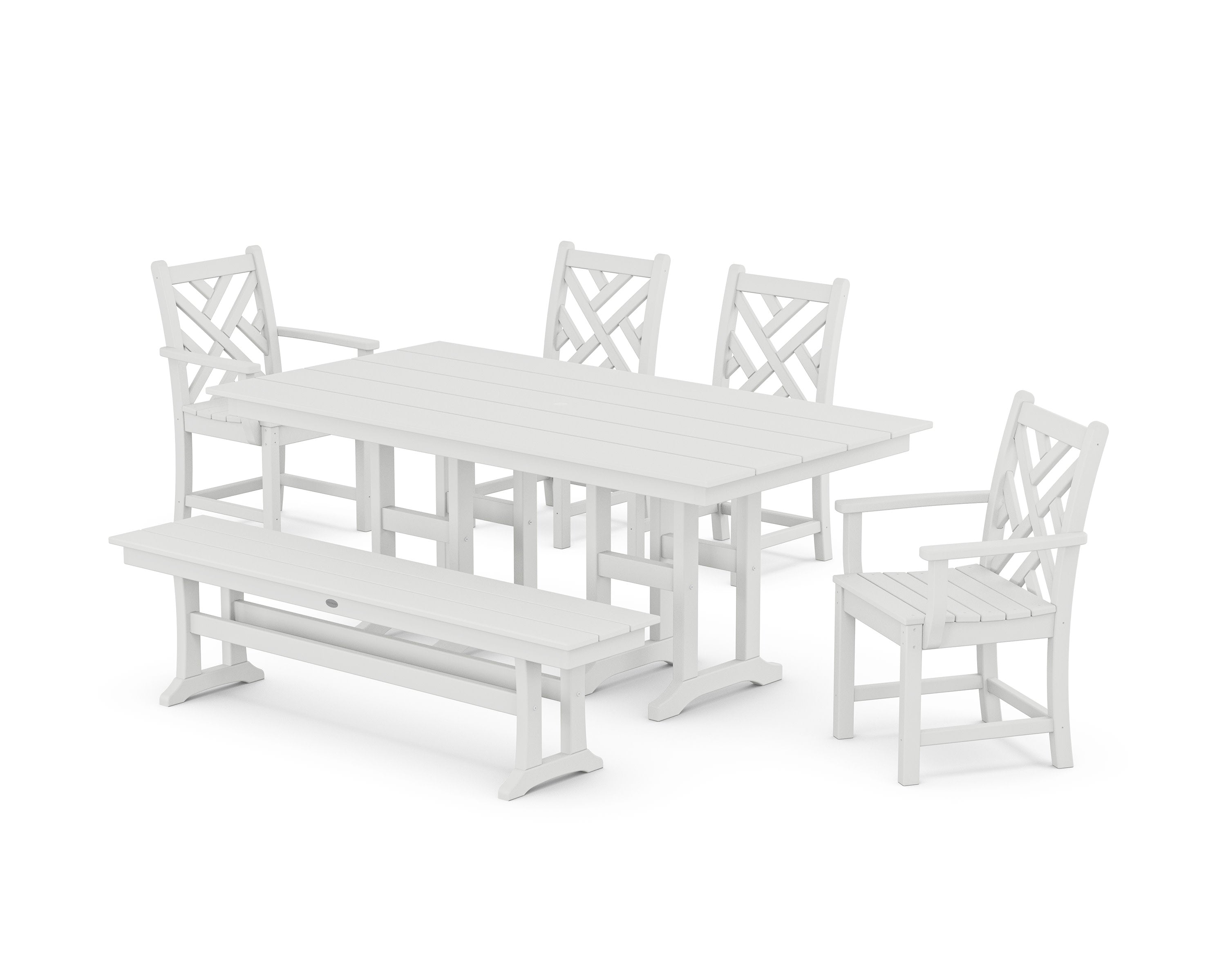 Chippendale 6-Piece Farmhouse Dining Set in White