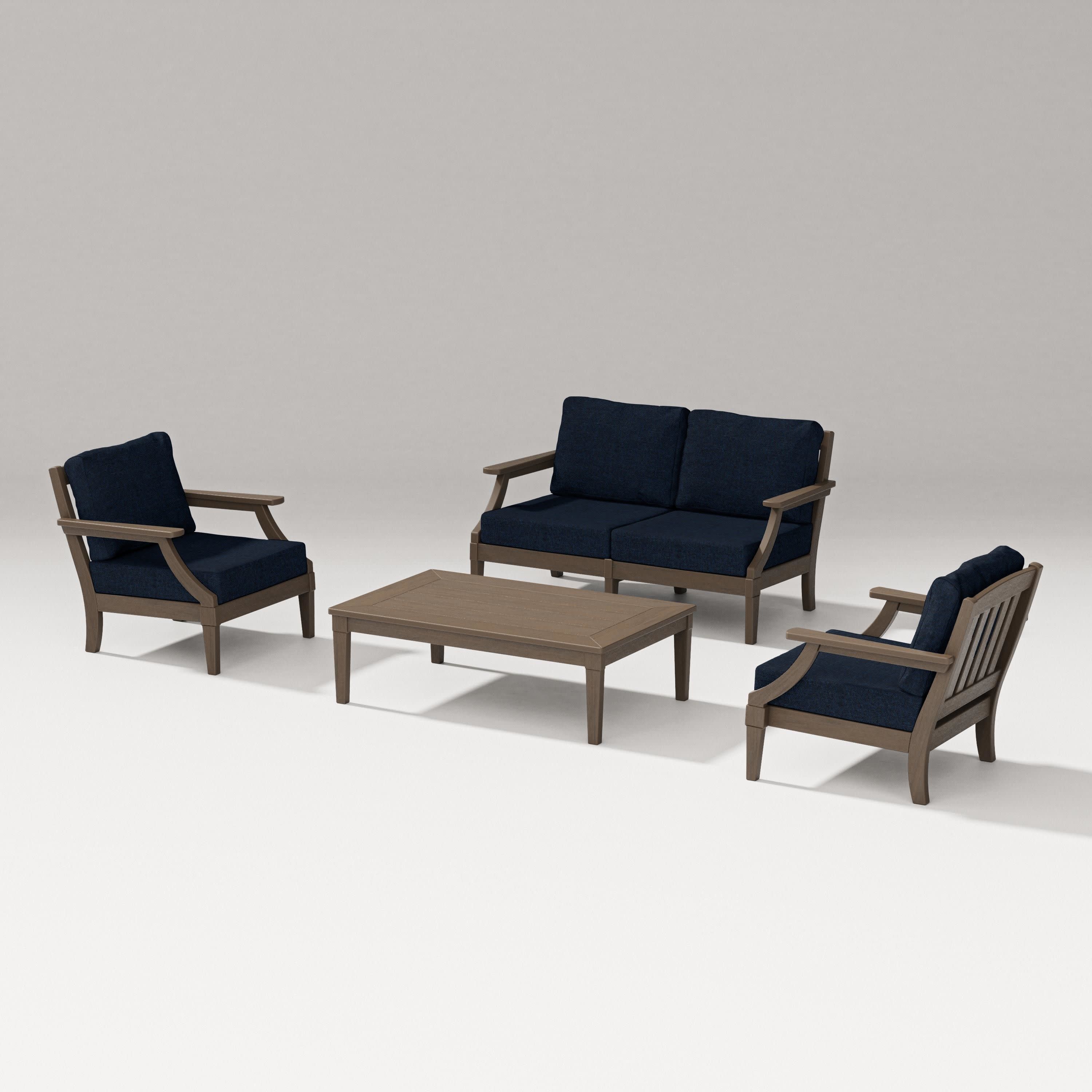 Estate Lounge 4-Piece Loveseat Set in Kona / Marine Indigo