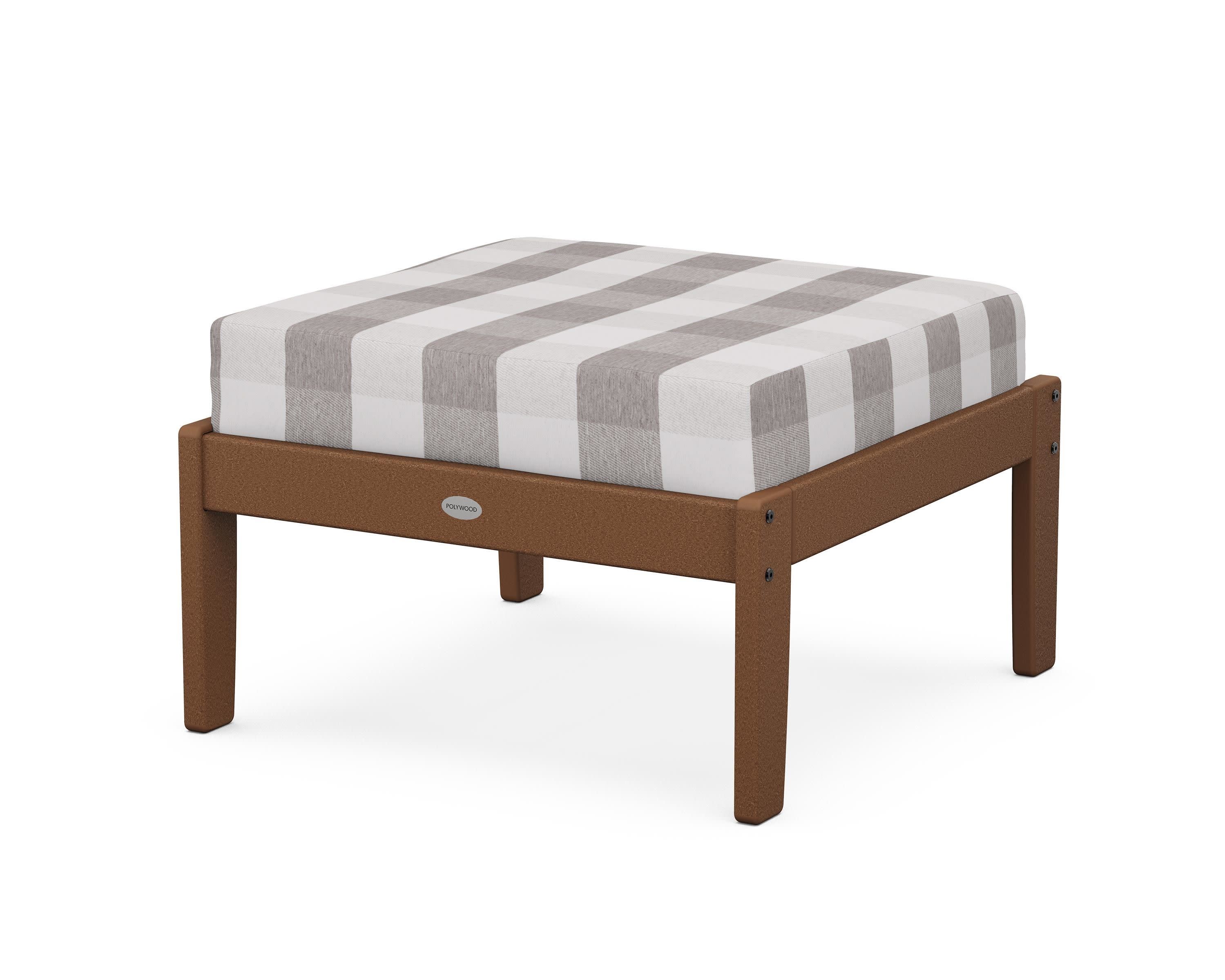 Braxton Deep Seating Ottoman in Teak / Buffalo Plaid Grey Mist