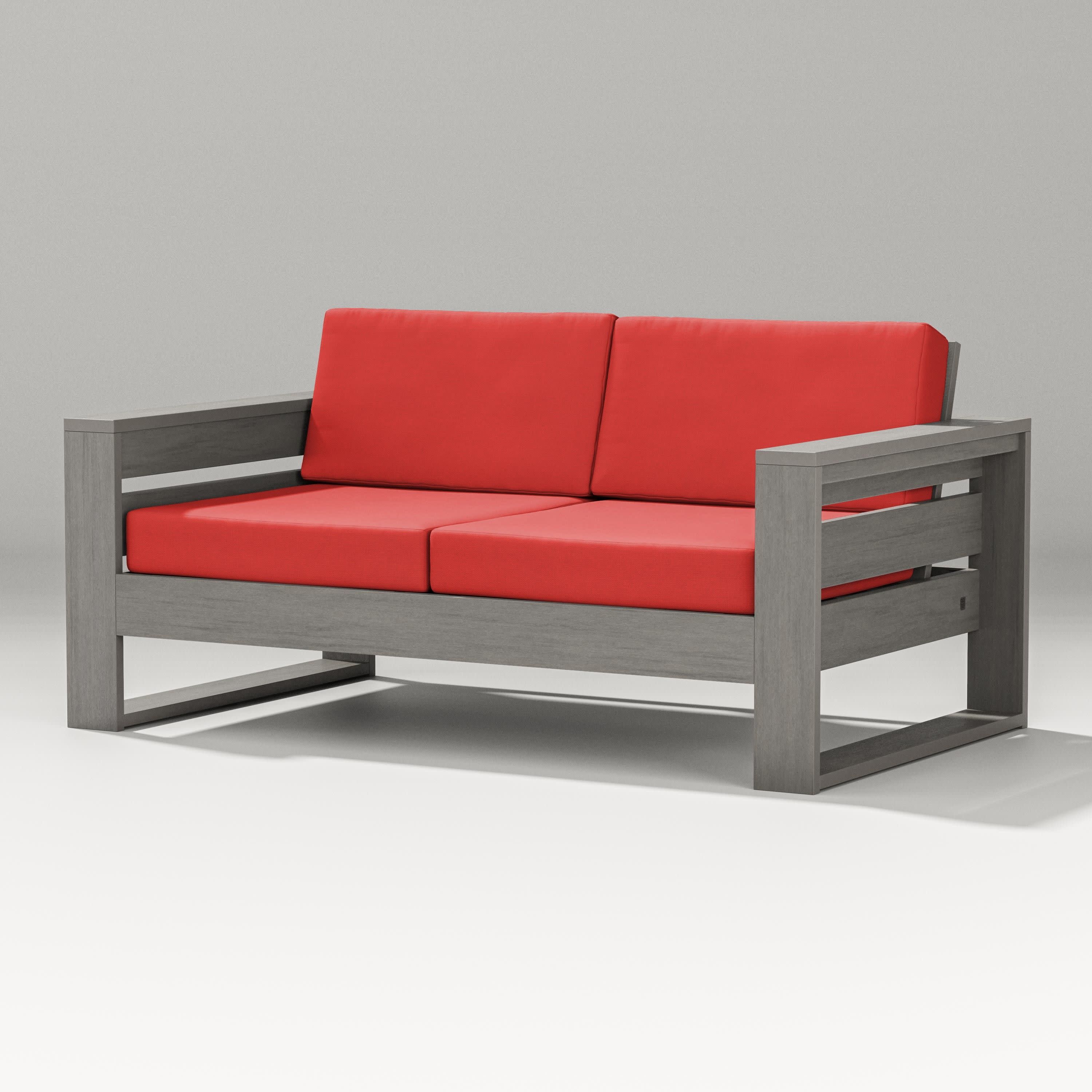Latitude Loveseat in Driftwood / Crimson Linen