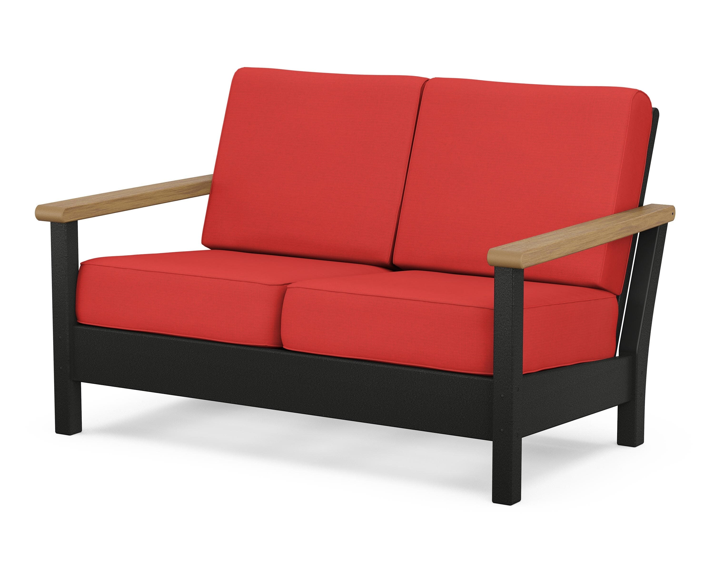 Harbour Deep Seating Loveseat in Black / Natural / Crimson Linen