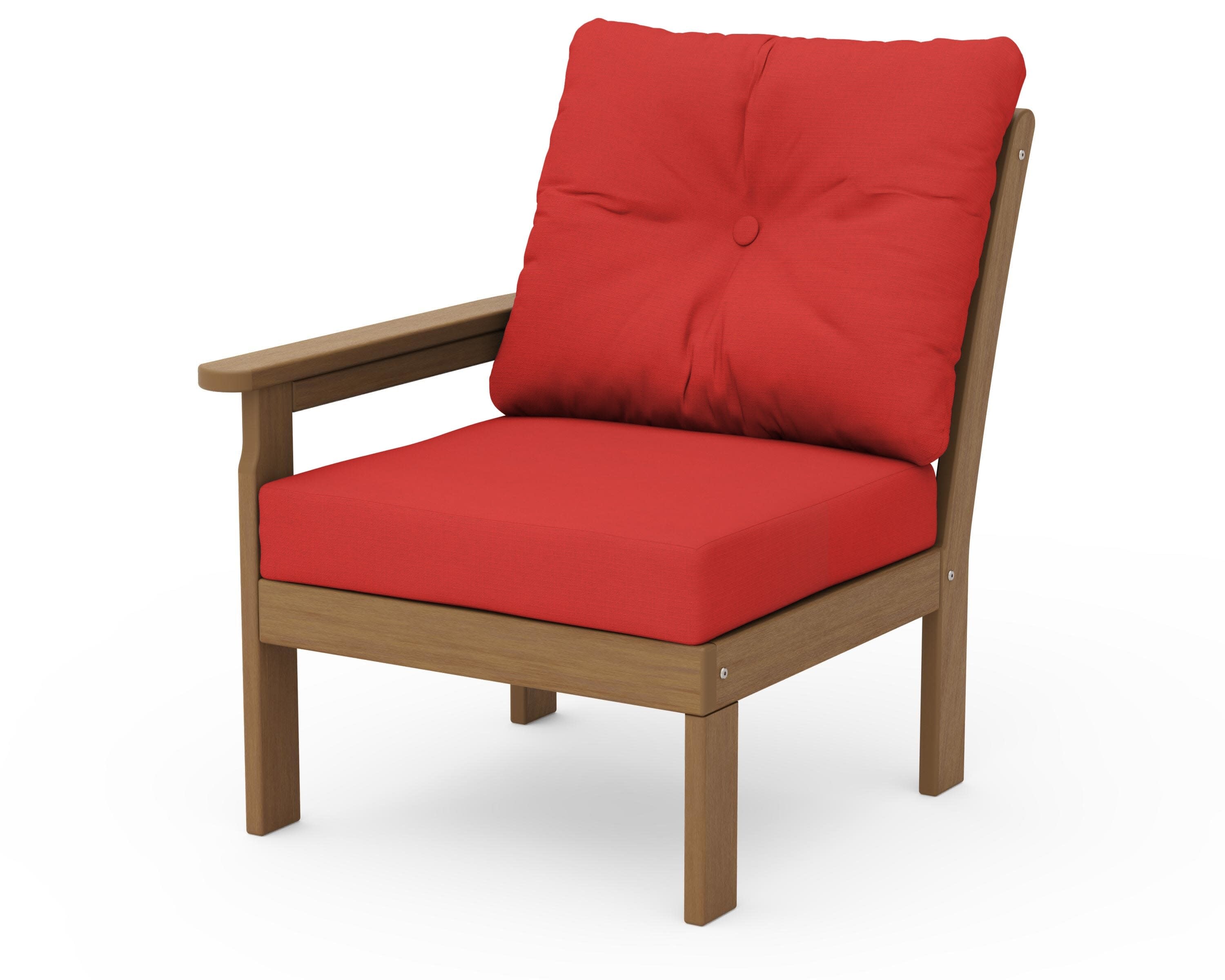 Vineyard Modular Left Arm Chair in Natural / Crimson Linen
