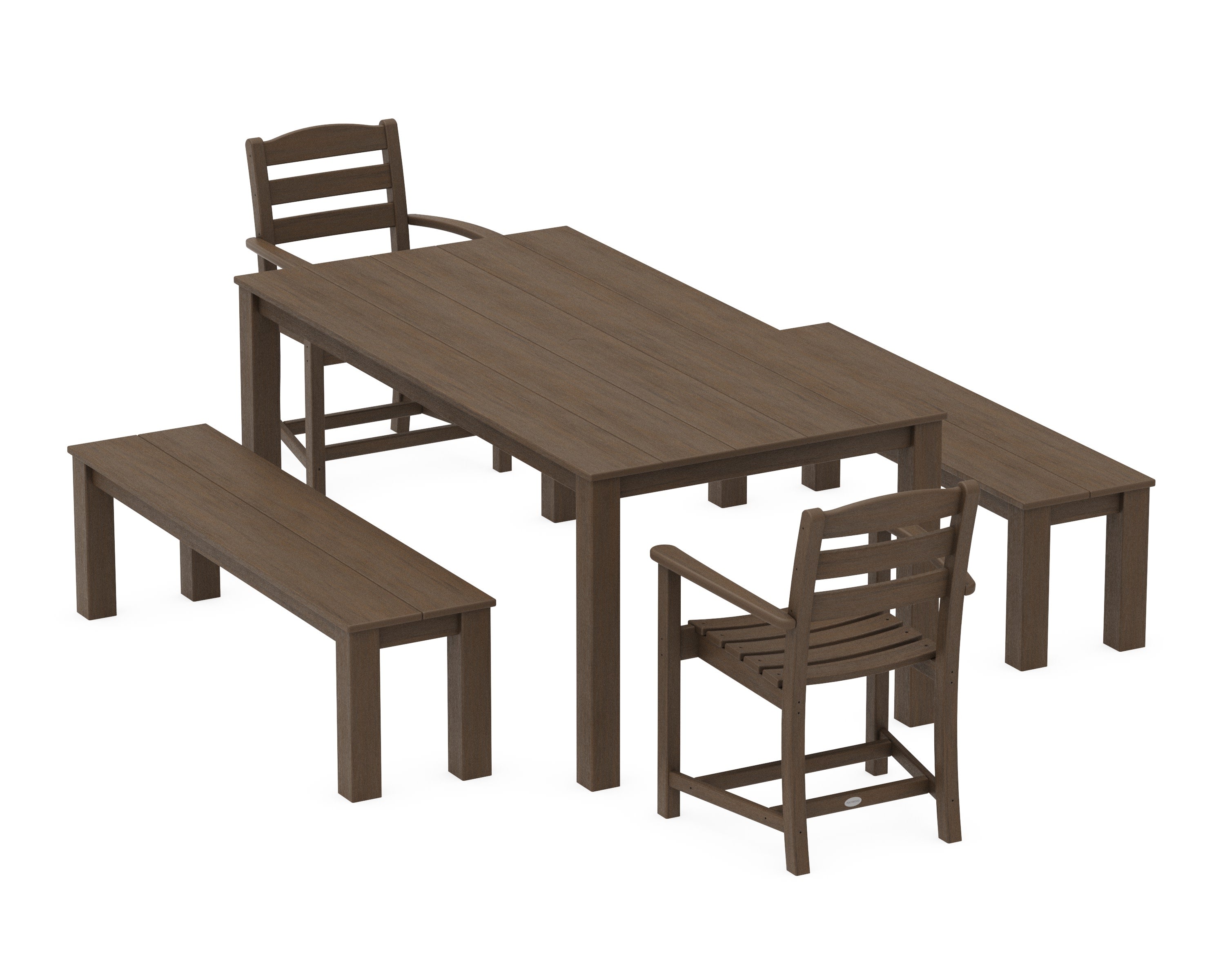La Casa Cafe' 5-Piece Parsons Dining Set with Benches in Kona